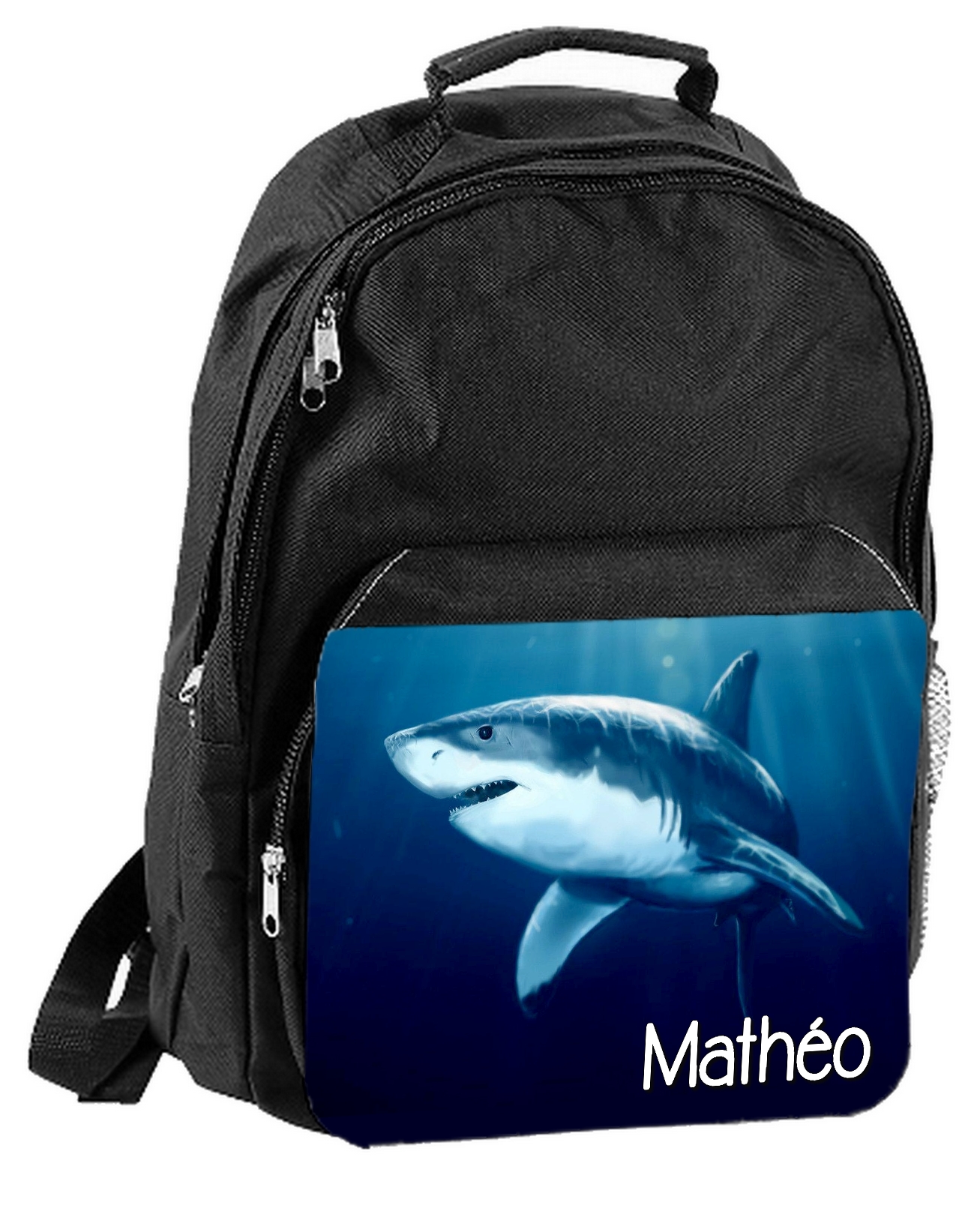 Sac A Dos Requin Personnalise Avec Prenom Sac A Dos Cartable Sac A Dos Noir Mimi Cadeau