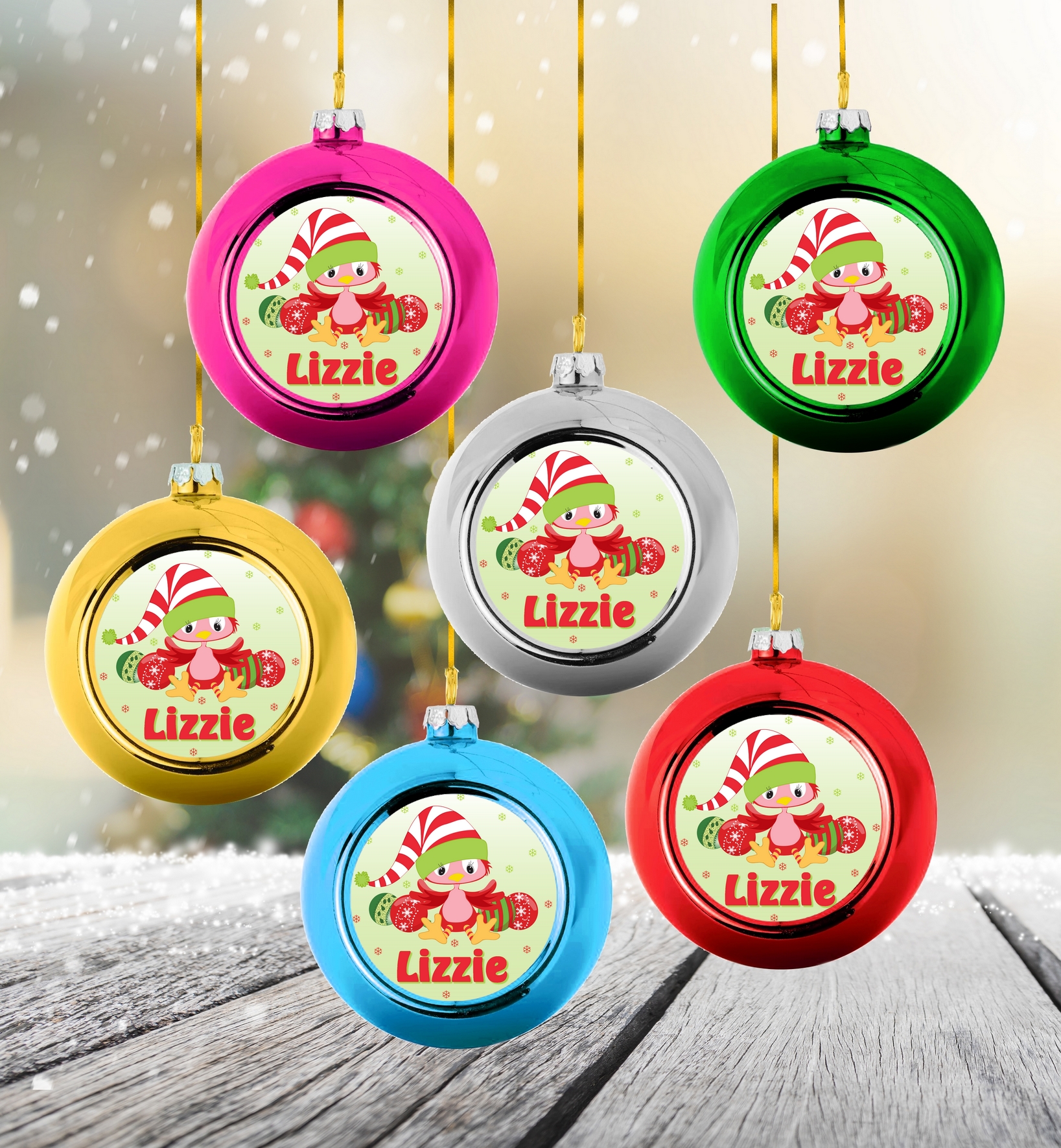 Boule de noël Petit oiseau personnalisée avec prénom
