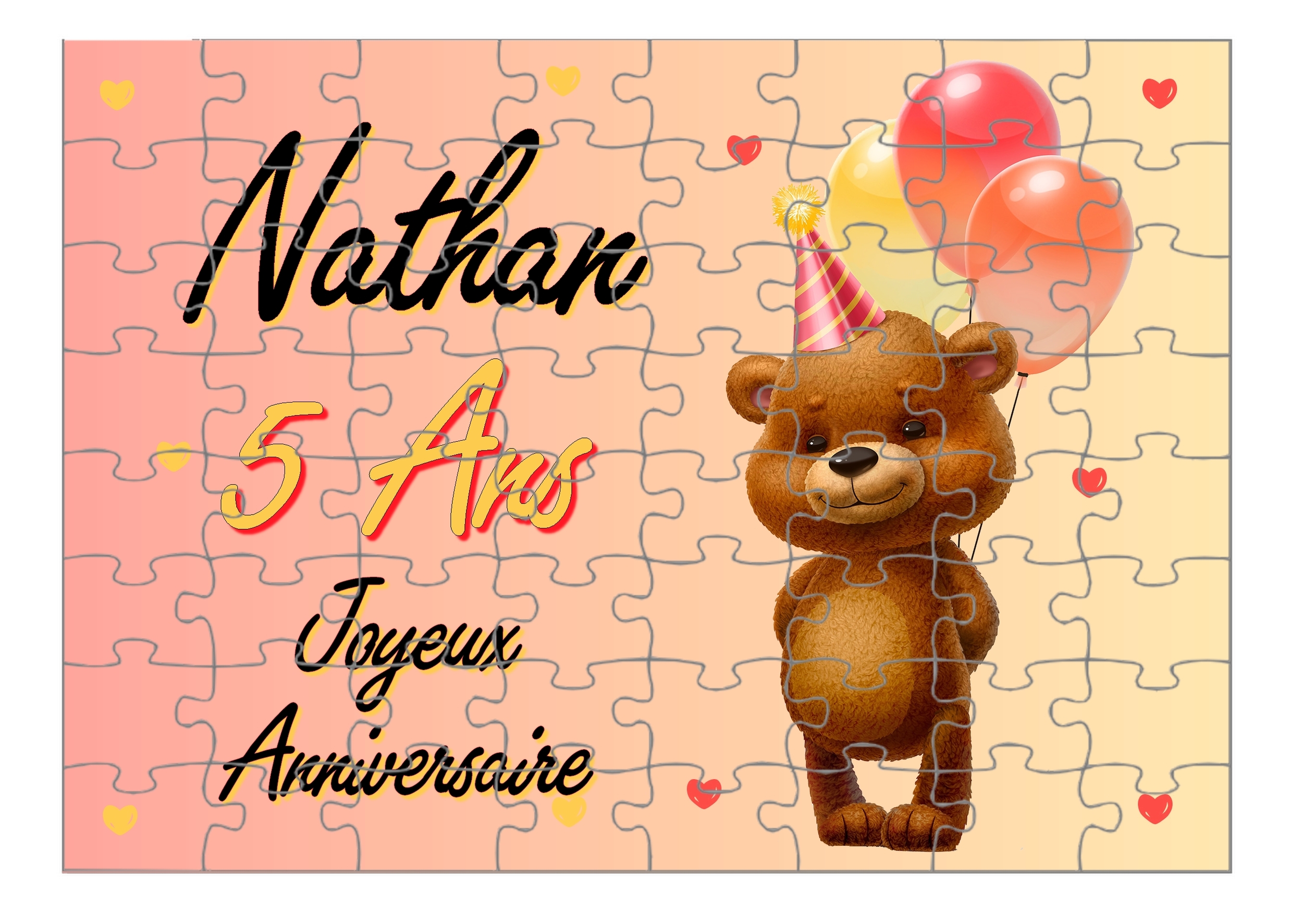 Puzzle Anniversaire Ourson Personnalise Avec Prenom Et Age Jeu Jouet Puzzle Mimi Cadeau