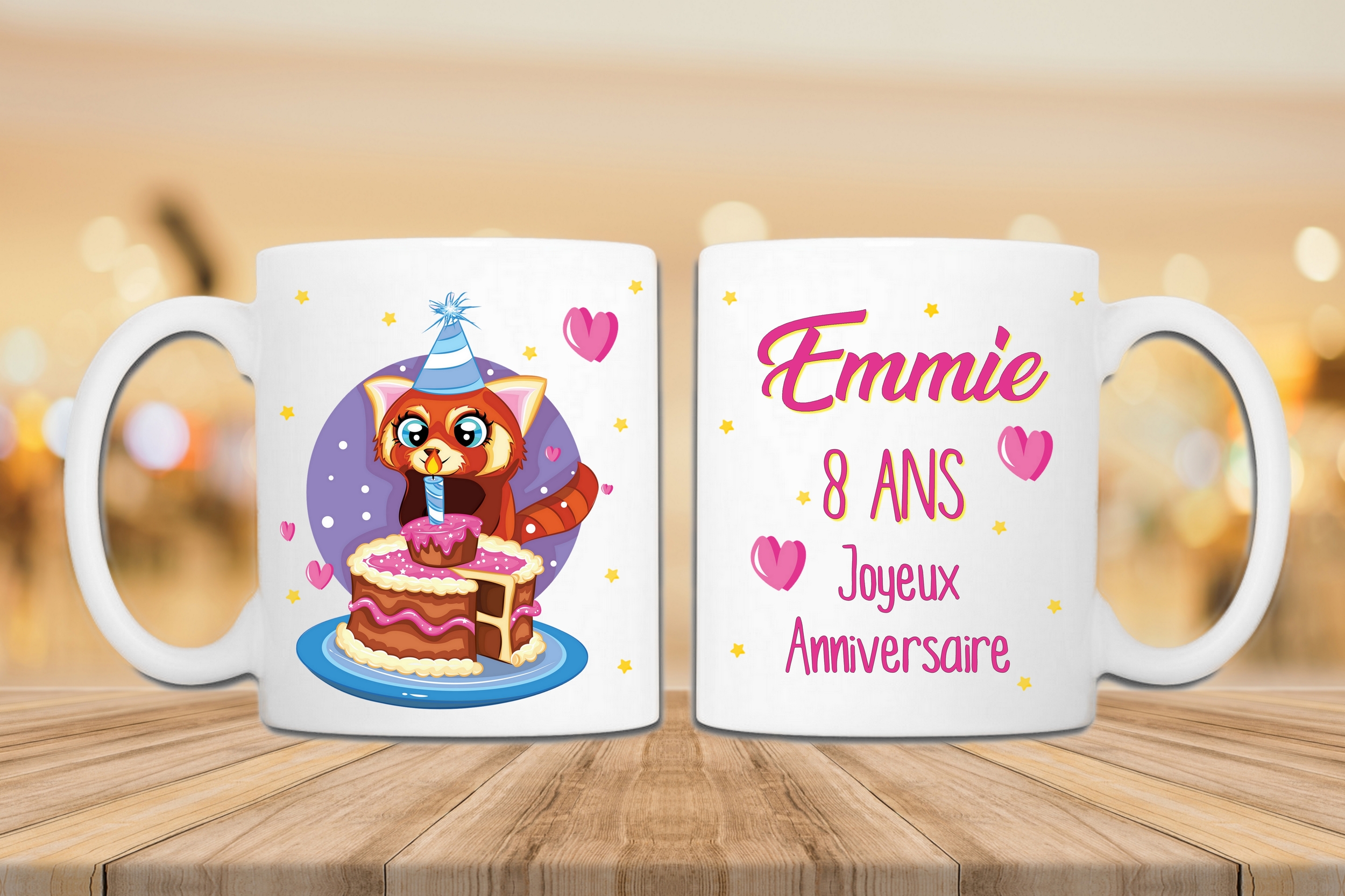 Mug Anniversaire Panda Roux Personnalise Avec Prenom Et Age Tasse Mug Mug Classique Mimi Cadeau