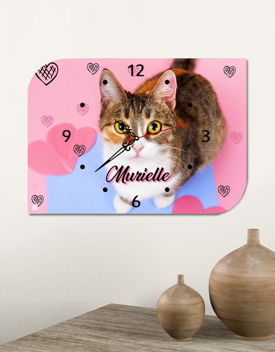 Pendule Chat Chaton Personnalisee Avec Prenom Au Choix Deco Pendule Horloge Mimi Cadeau