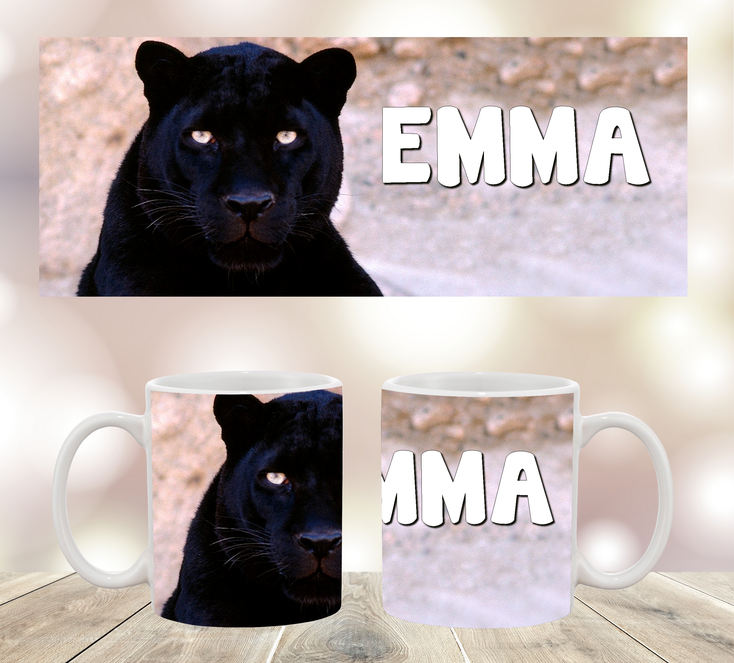 Mug Ceramique Panthere Noire Personnalise Avec Prenom Tasse Mug Mug Ceramique Mimi Cadeau