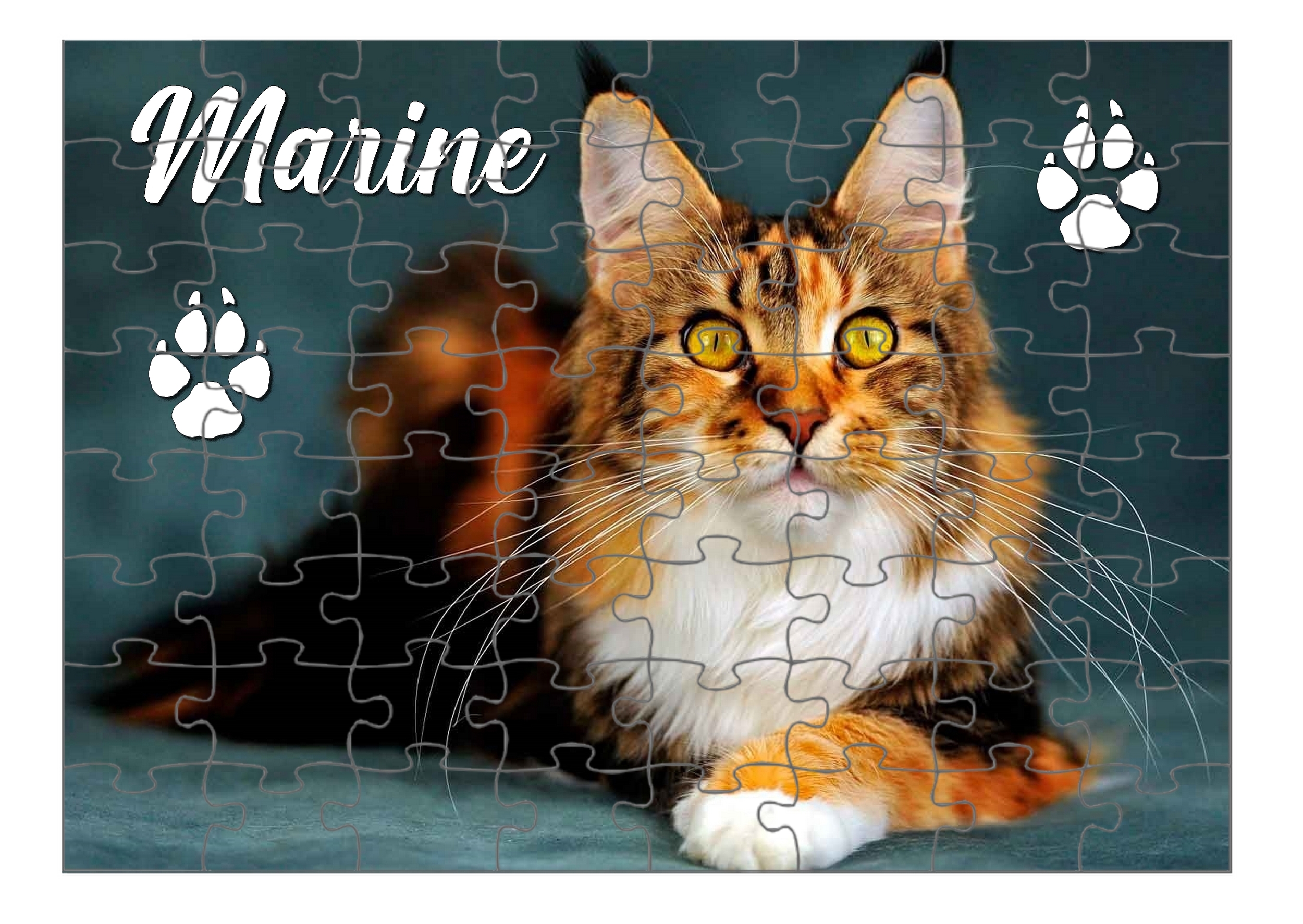 Puzzle Maine coon personnalisé avec prénom Taille au choix