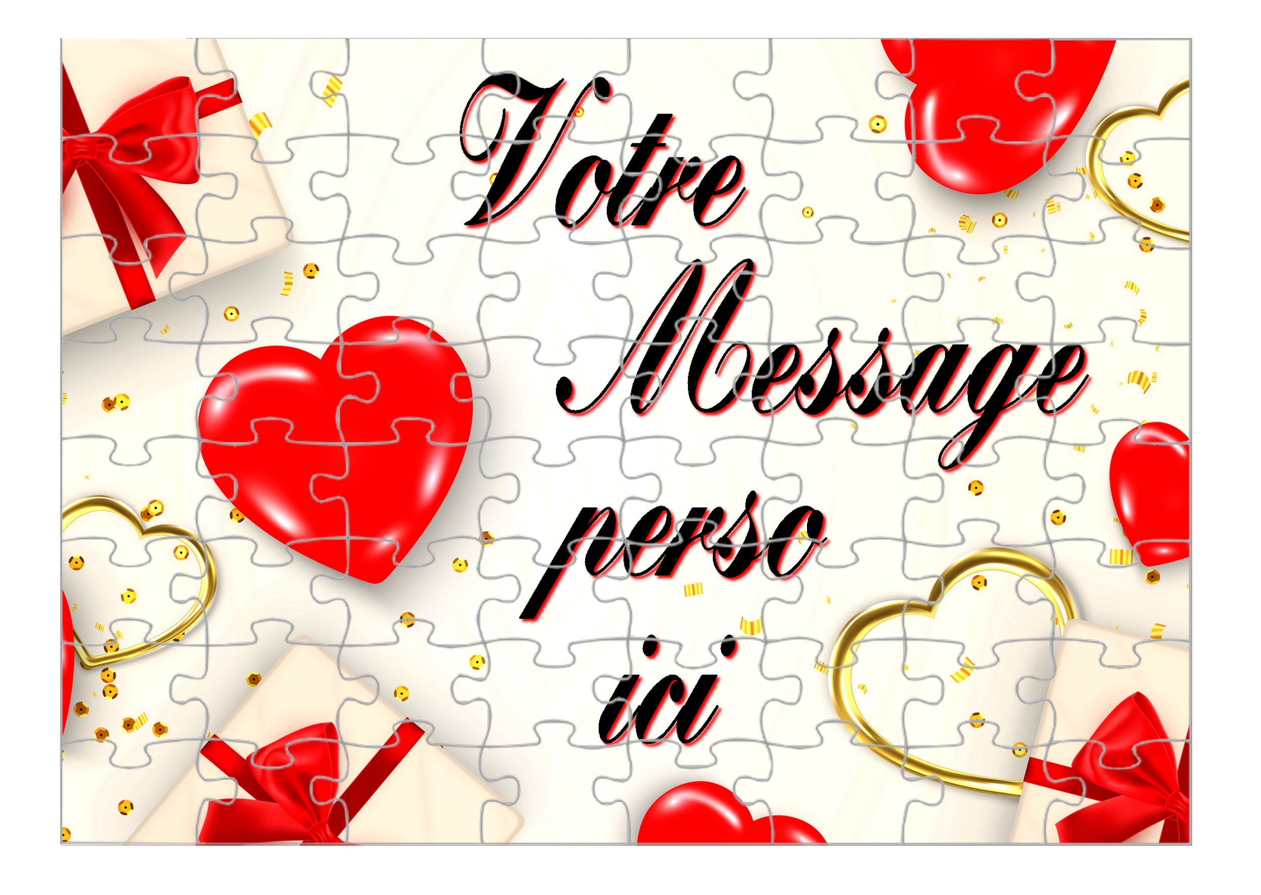 Puzzle Amour St Valentin personnalisé avec message Taille au choix