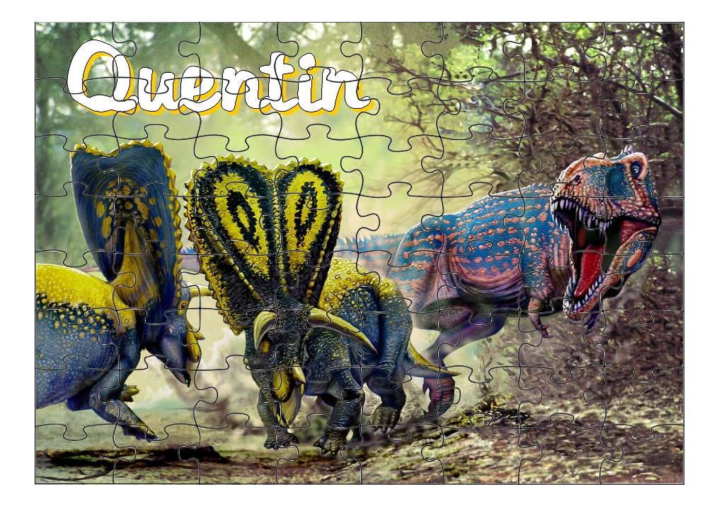 Puzzle Dinosaures personnalisé avec prénom Taille au choix