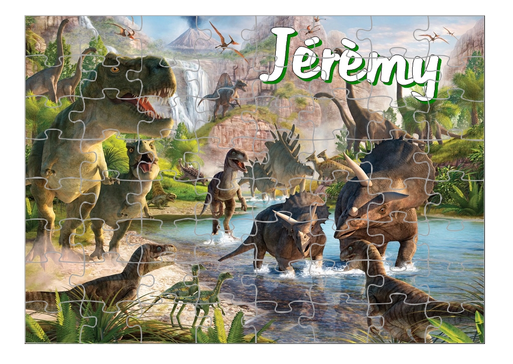 Puzzle Dinosaures personnalisé avec prénom Taille au choix