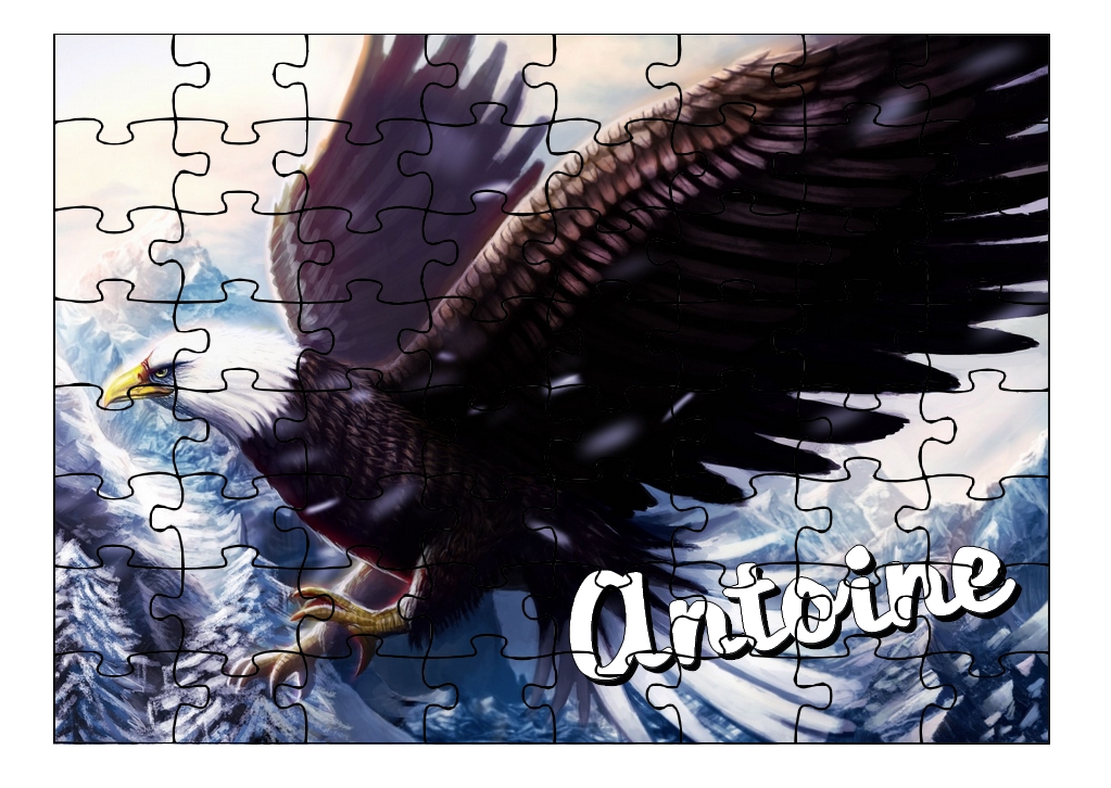 Puzzle Aigle personnalisé avec prénom Taille au choix