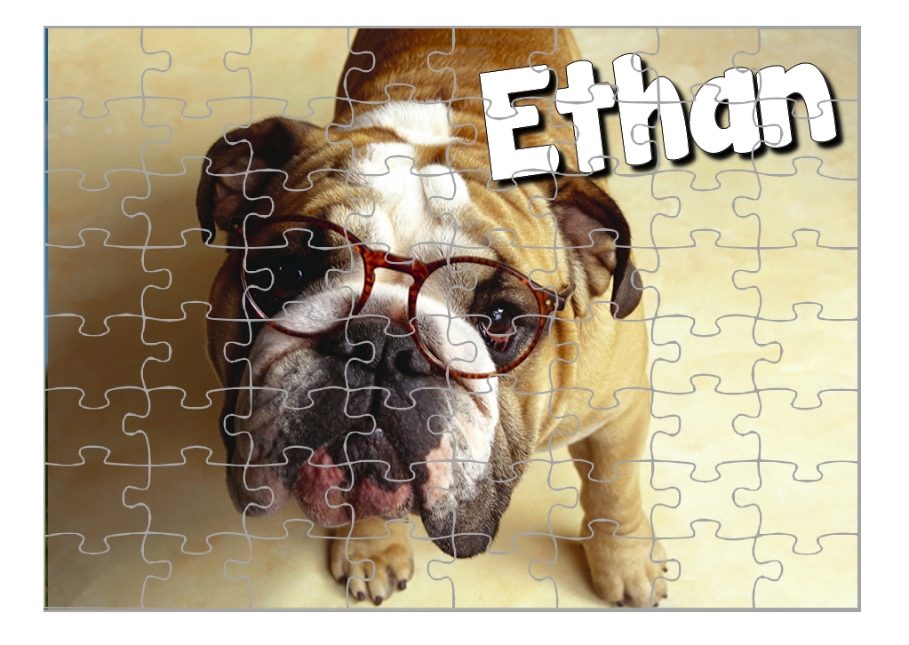 Puzzle Bouledogue Anglais Bulldog personnalisé avec prénom Taille au choix