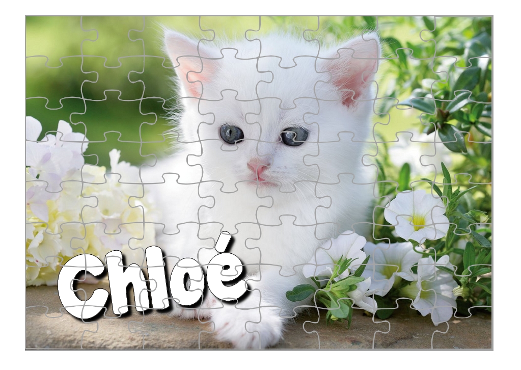 Puzzle Chat Chaton personnalisé avec prénom Taille au choix