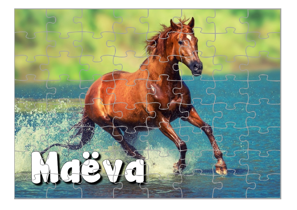 Puzzle Cheval chevaux personnalisé avec prénom Taille au choix