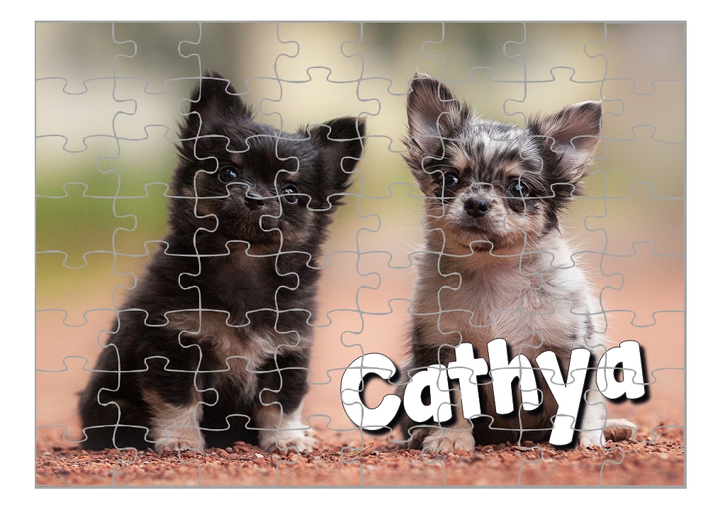 Puzzle Chihuahua personnalisé avec prénom Taille au choix