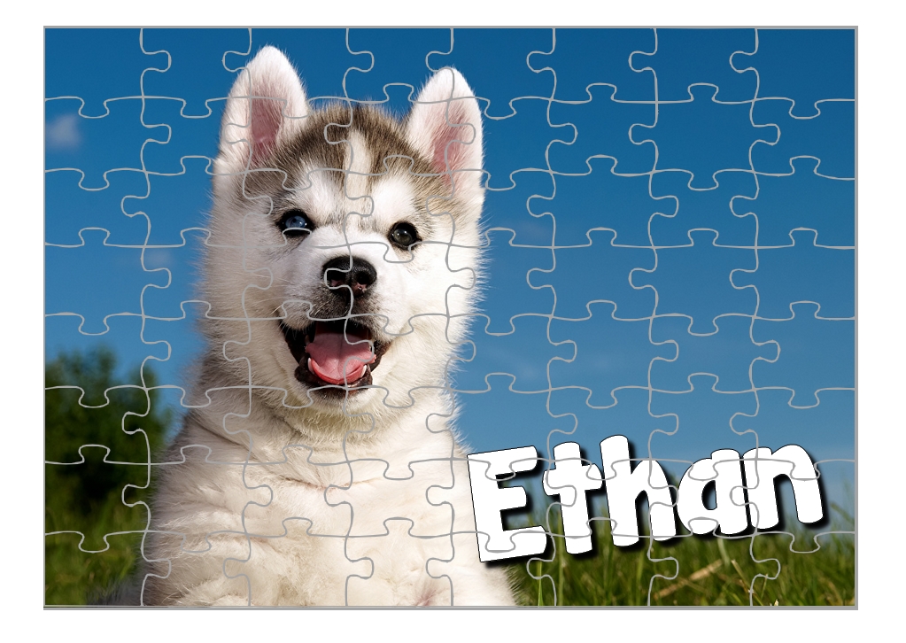 Puzzle Husky personnalisé avec prénom Taille au choix