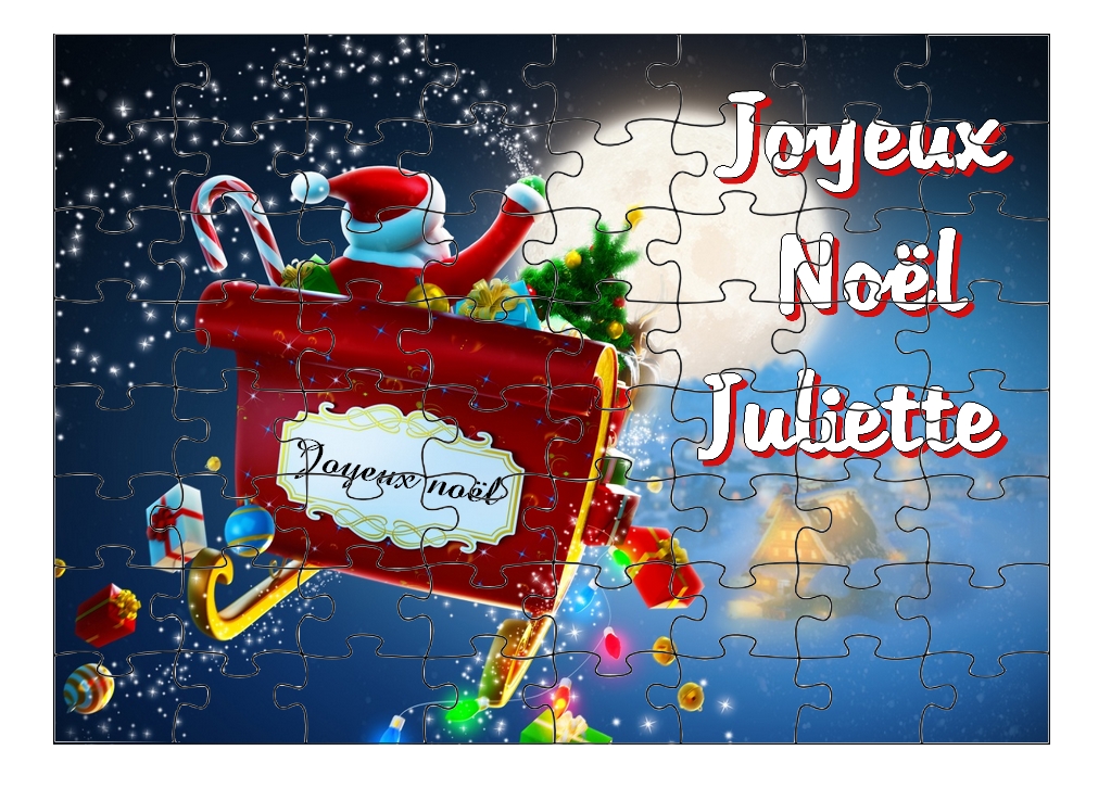 Puzzle Noël Traîneau personnalisé avec prénom Taille au choix