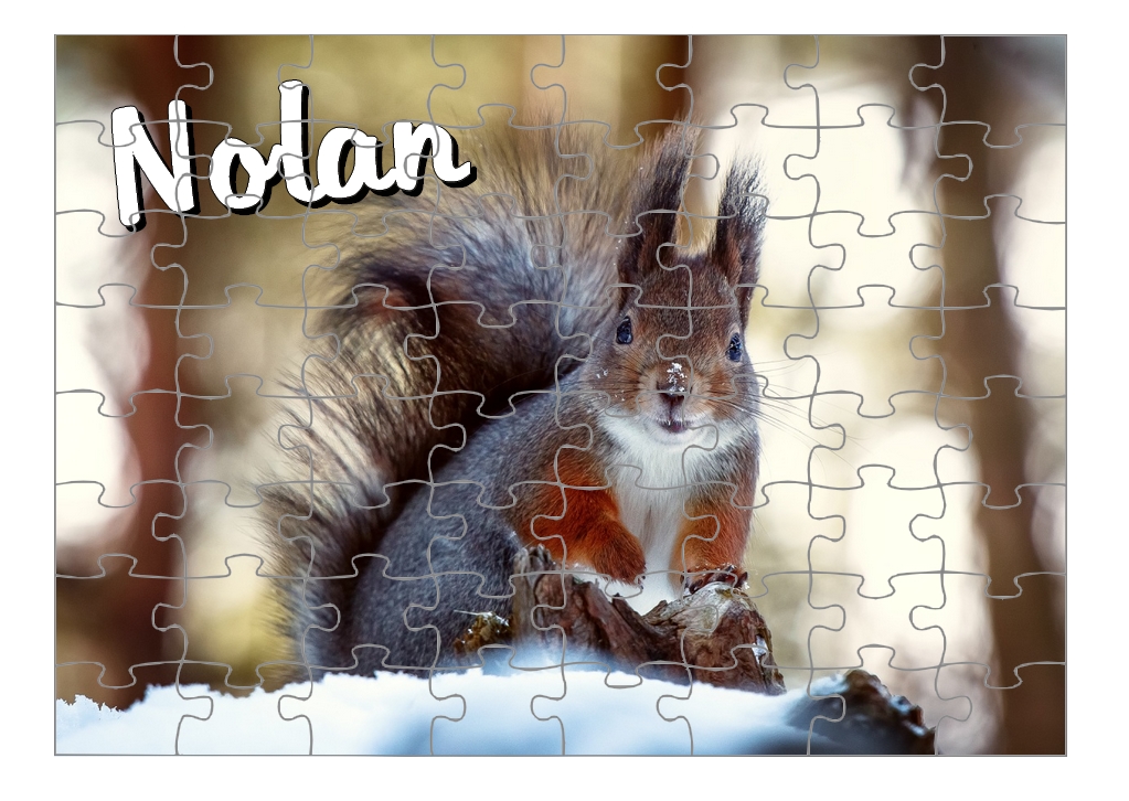 Puzzle Écureuil personnalisé avec prénom Taille au choix