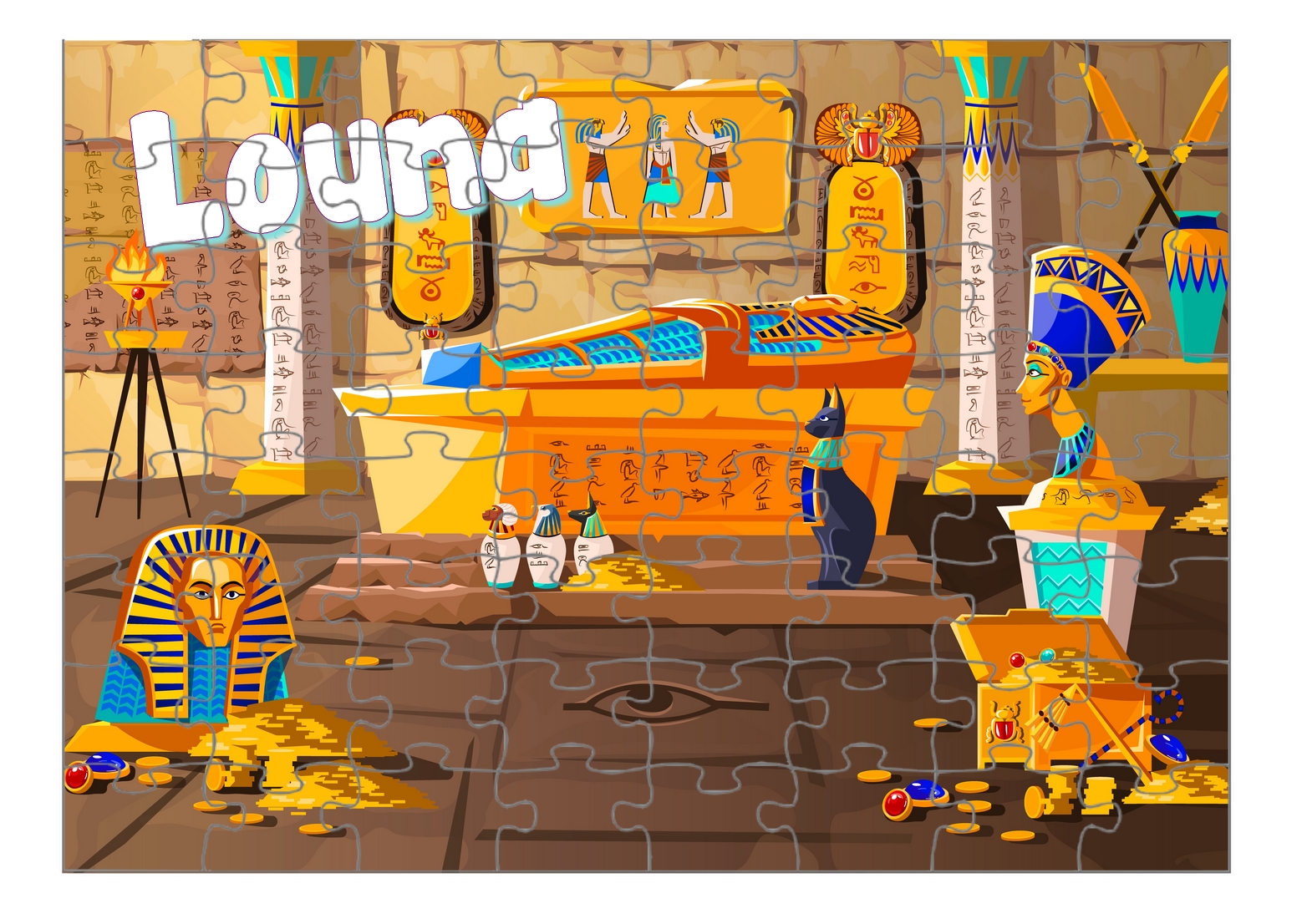 Puzzle Egypte Pharaon personnalisé avec prénom Taille au choix