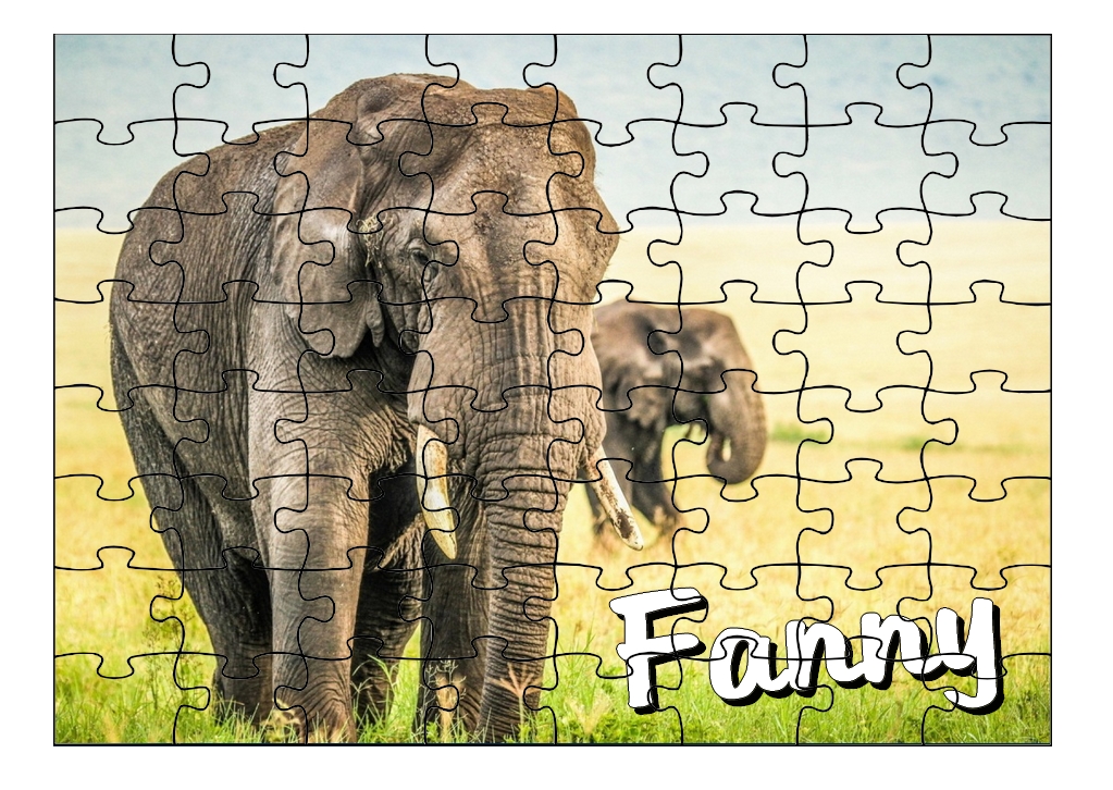 Puzzle Éléphant personnalisé avec prénom Taille au choix
