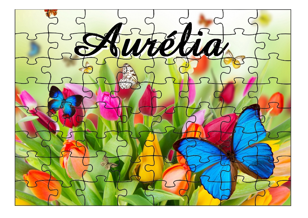 Puzzle Papillons personnalisé avec prénom Taille au choix