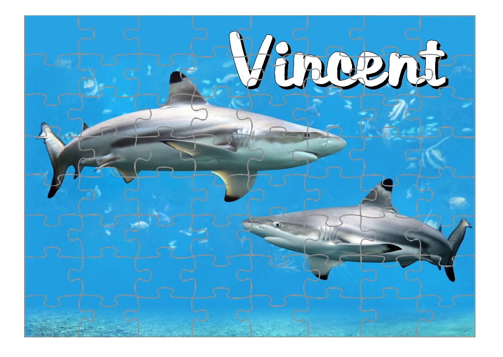 Puzzle Requins personnalisé avec prénom Taille au choix