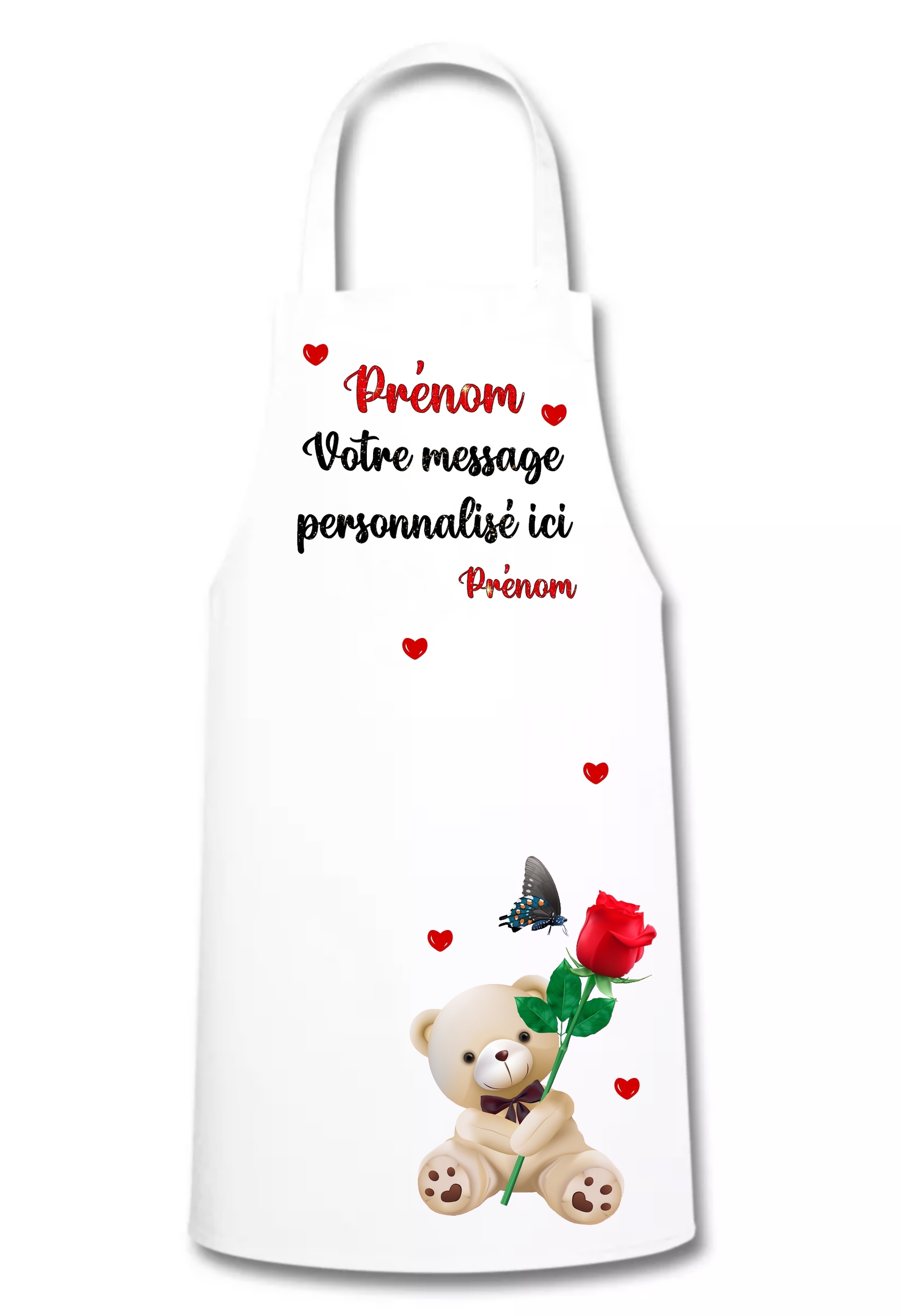 Tablier de cuisine Amour Nounours personnalisé avec message au choix