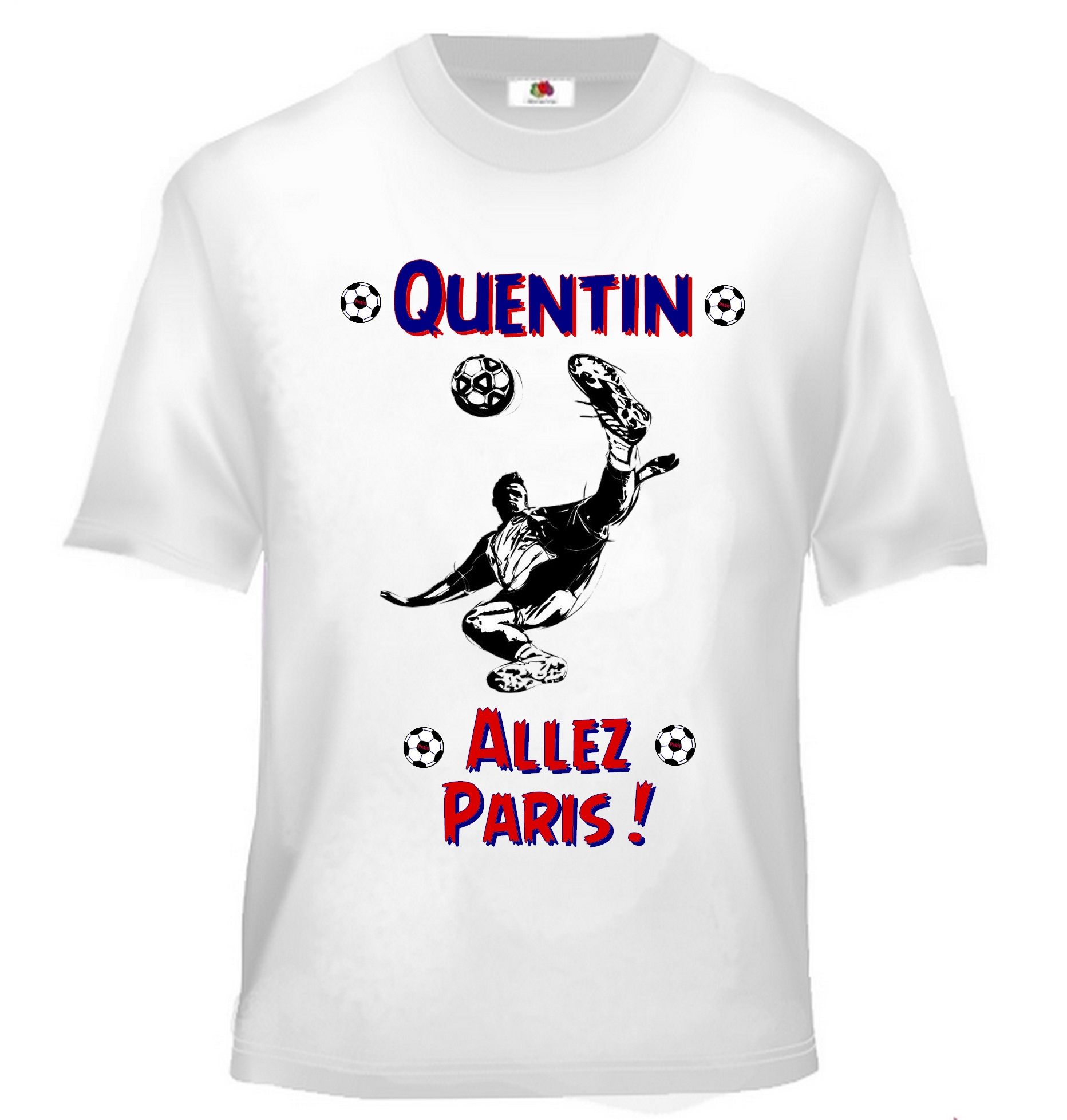 T-shirt enfant Football Paris personnalisé avec prénom au choix