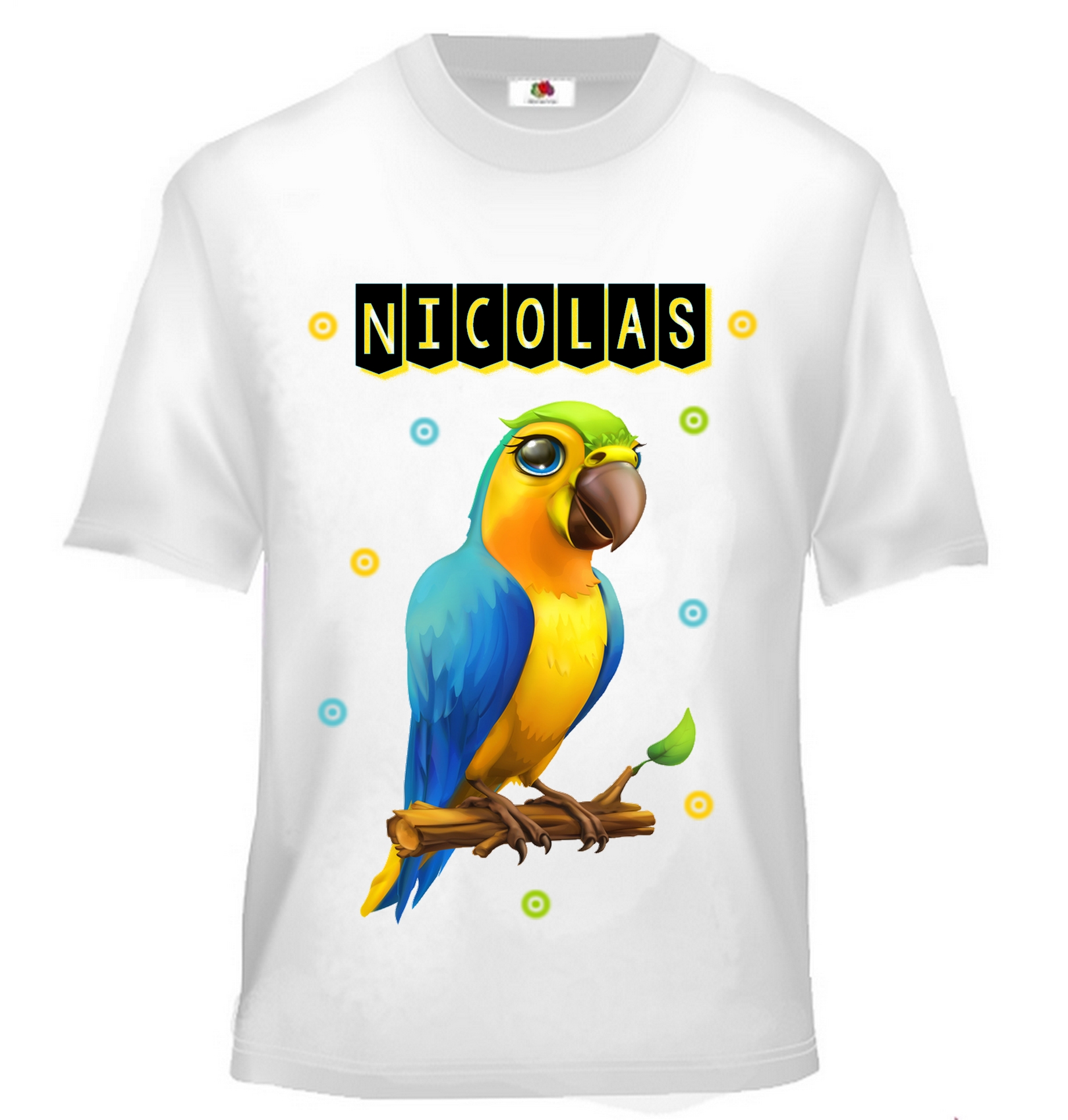 T-shirt enfant Perroquet personnalisé avec prénom au choix