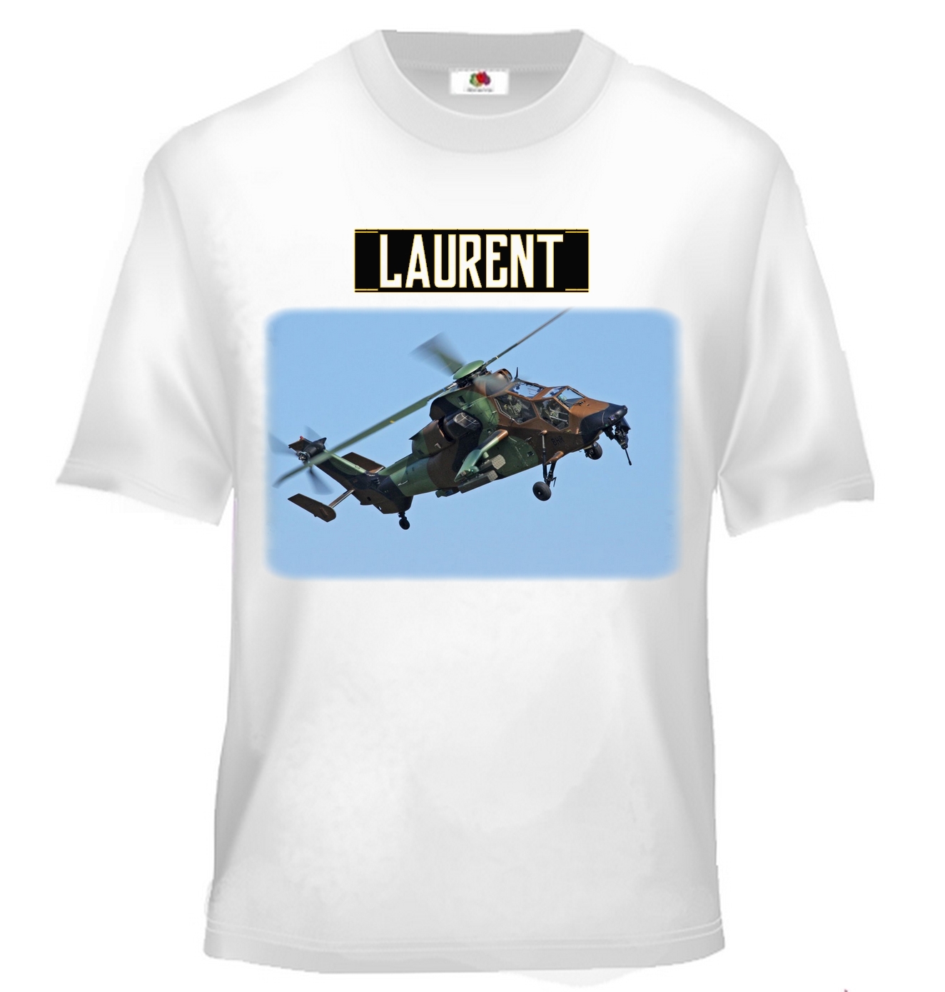 T-shirt enfant Hélicoptère personnalisé avec prénom au choix