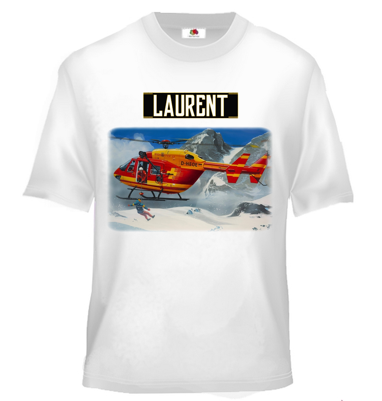 T-shirt enfant Hélicoptère personnalisé avec prénom au choix