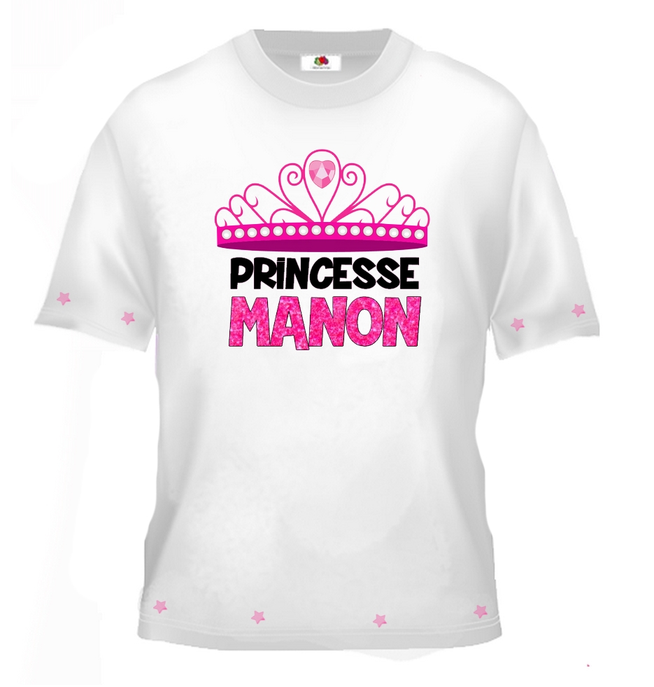 T-shirt enfant Princesse personnalisé avec prénom au choix