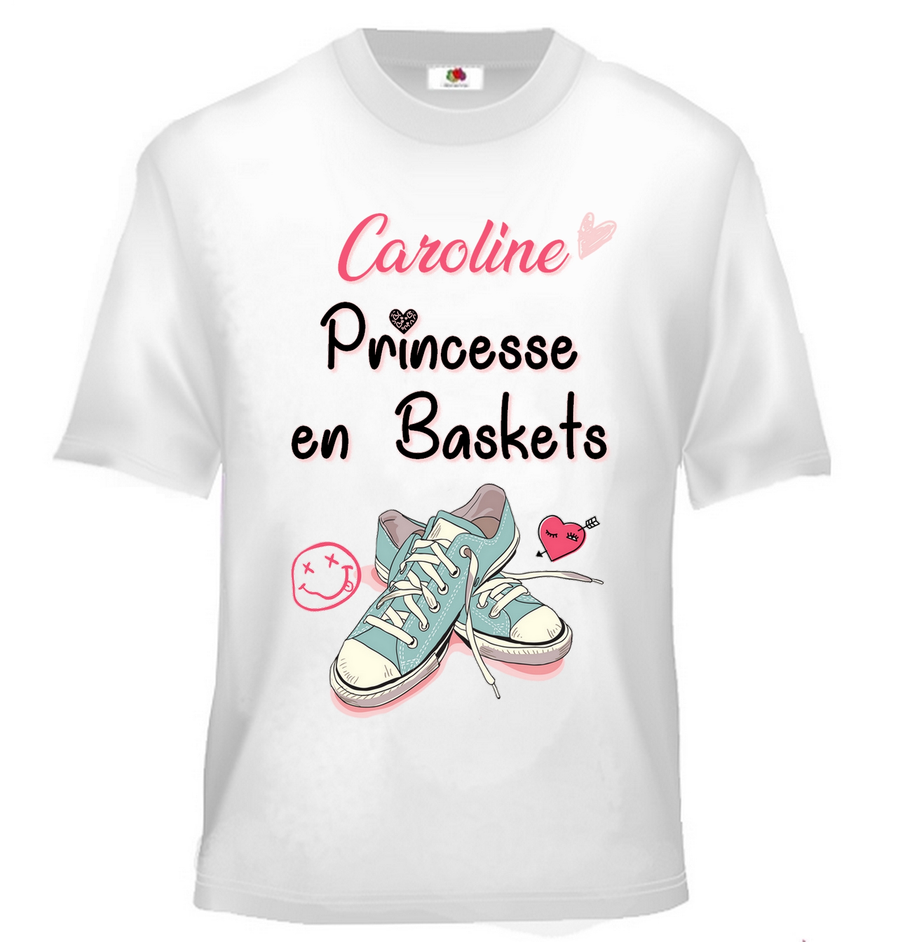 T-shirt enfant Princesse en baskets personnalisé avec prénom au choix