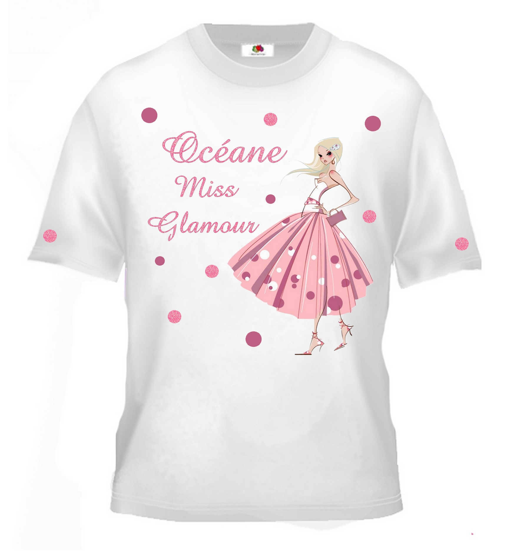 T-shirt enfant Mode Miss Glamour personnalisé avec prénom au choix