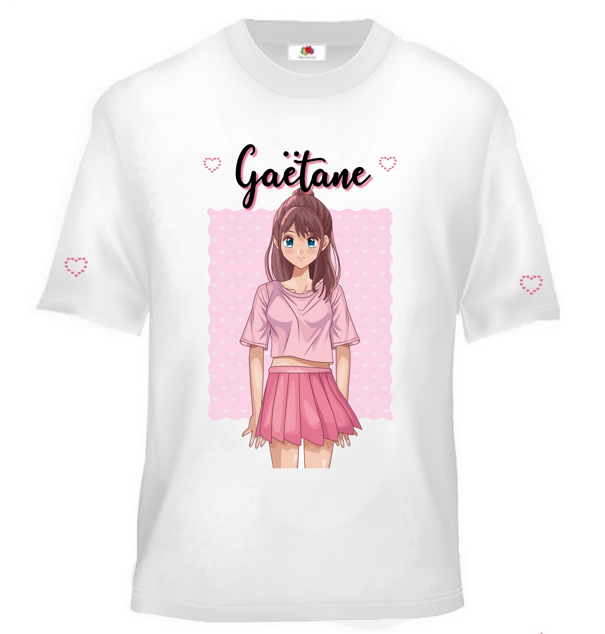T-shirt enfant Manga fille personnalisé avec prénom au choix
