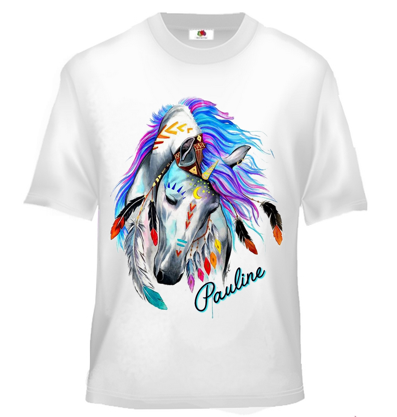 T-shirt enfant Cheval boho personnalisé avec prénom au choix