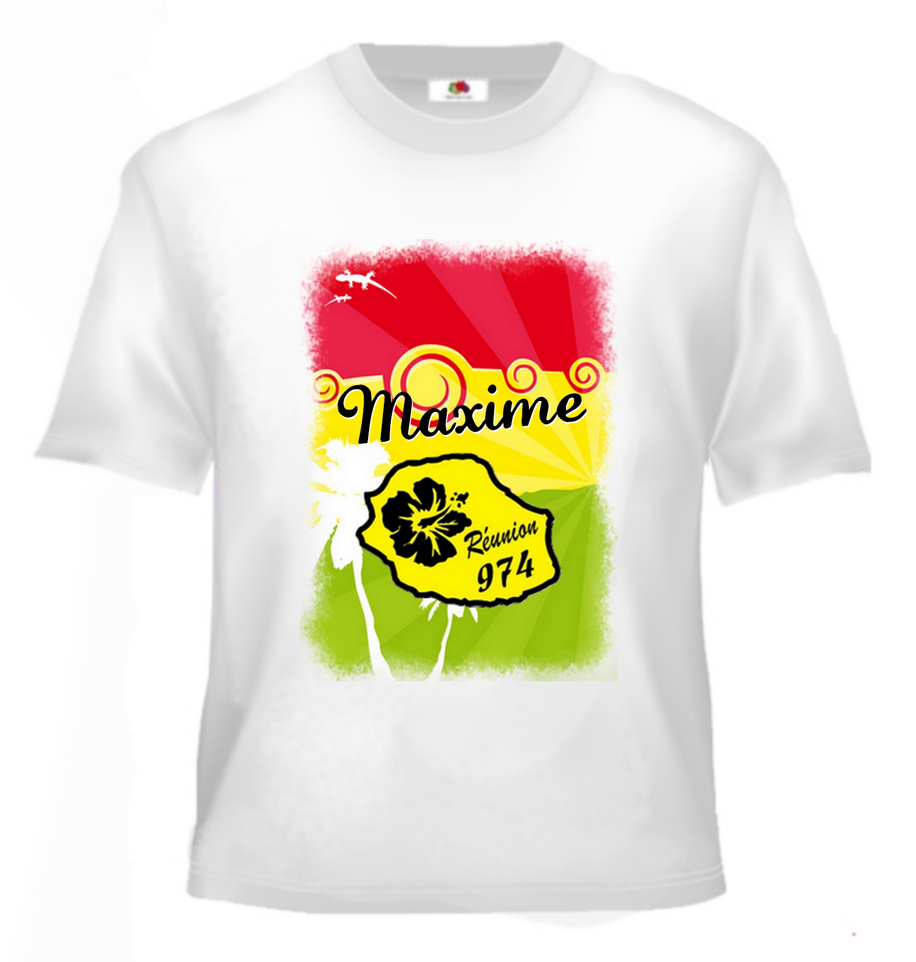T-shirt enfant La Réunion 974 personnalisé avec prénom au choix