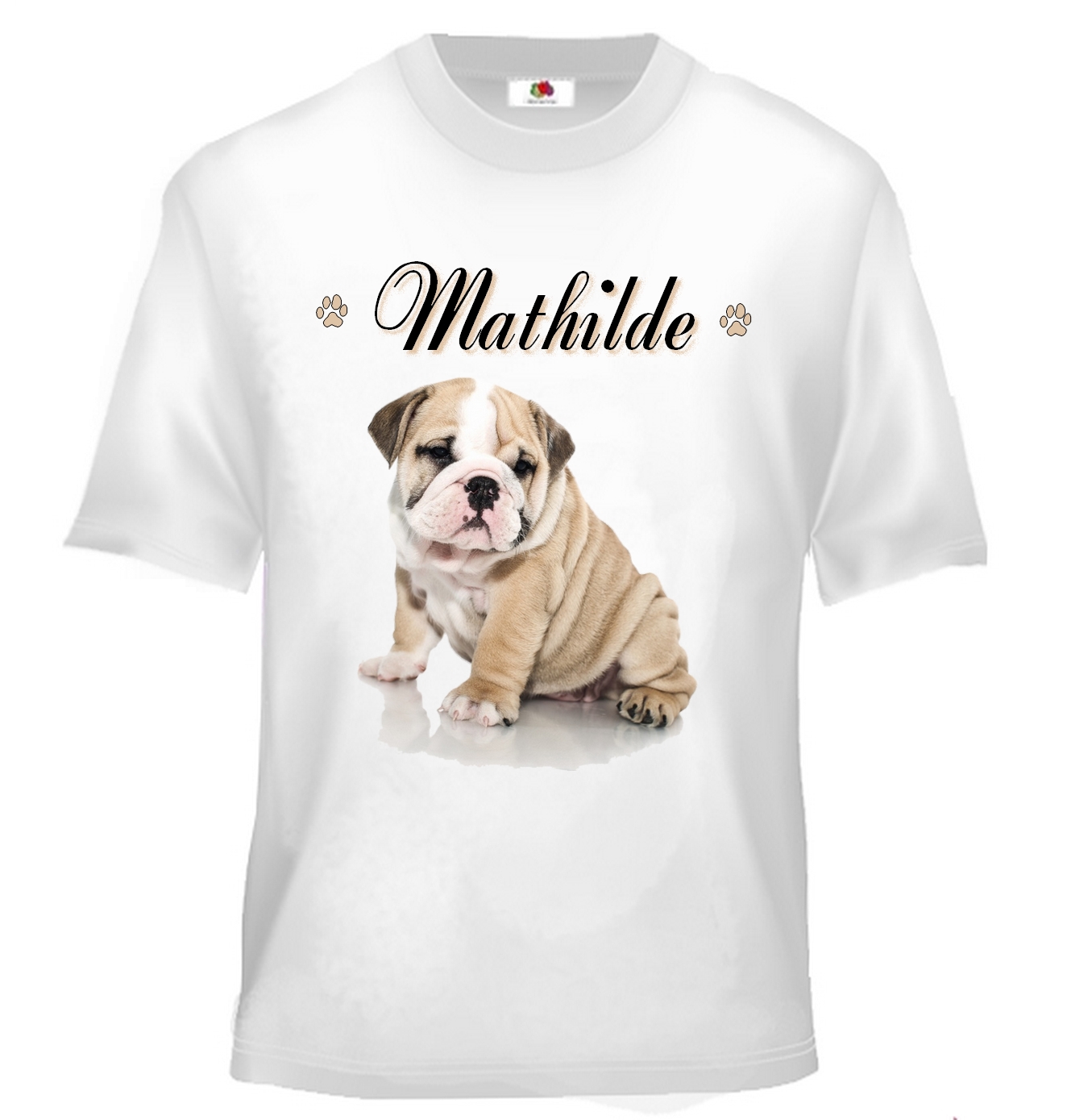 T-shirt enfant Bouledogue Anglais personnalisé avec prénom au choix