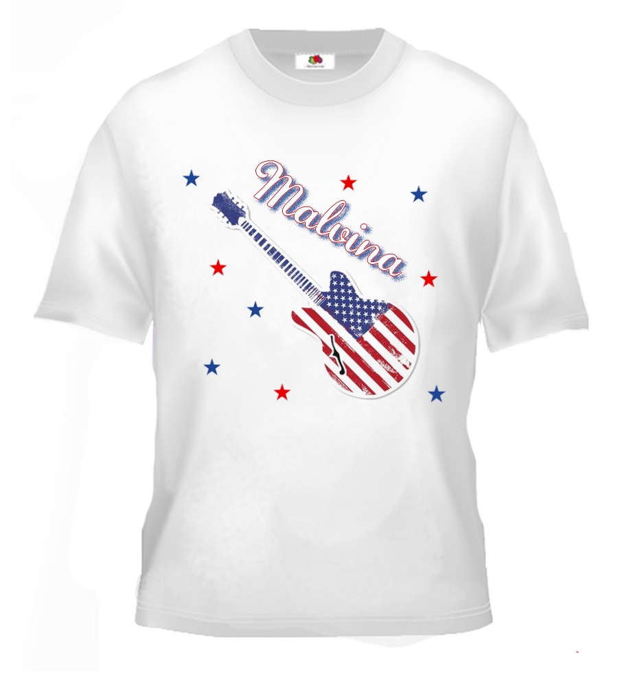 T-shirt enfant Guitare USA personnalisé avec prénom au choix