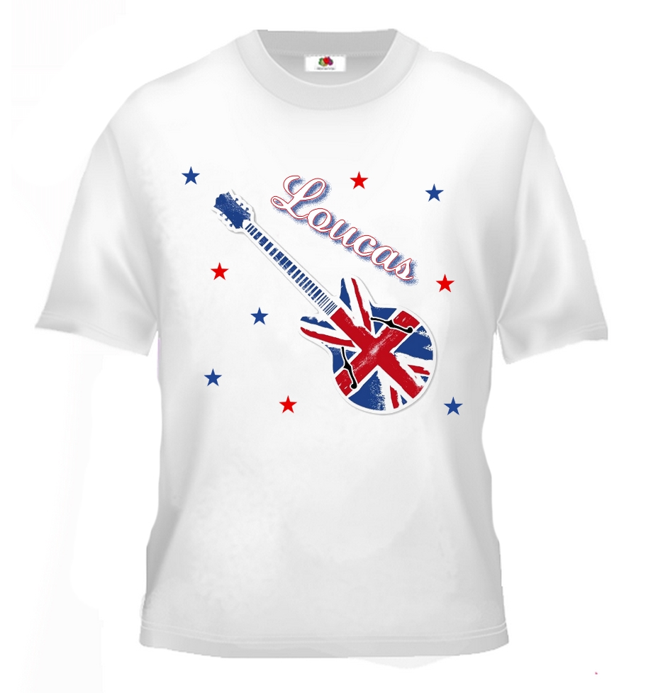 T-shirt enfant Guitare Anglaise personnalisé avec prénom au choix