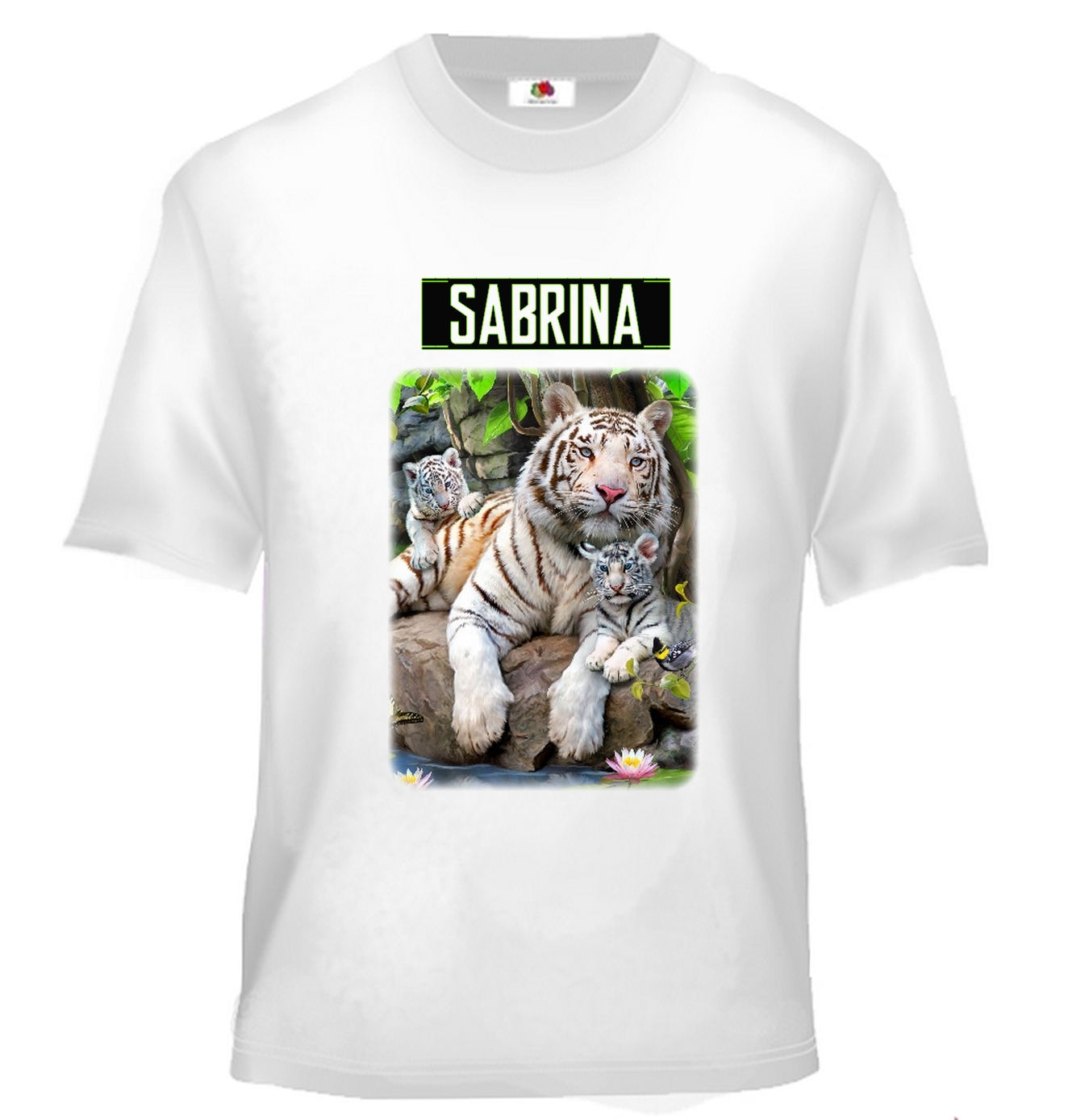 T-shirt enfant Tigre blanc personnalisé avec prénom au choix
