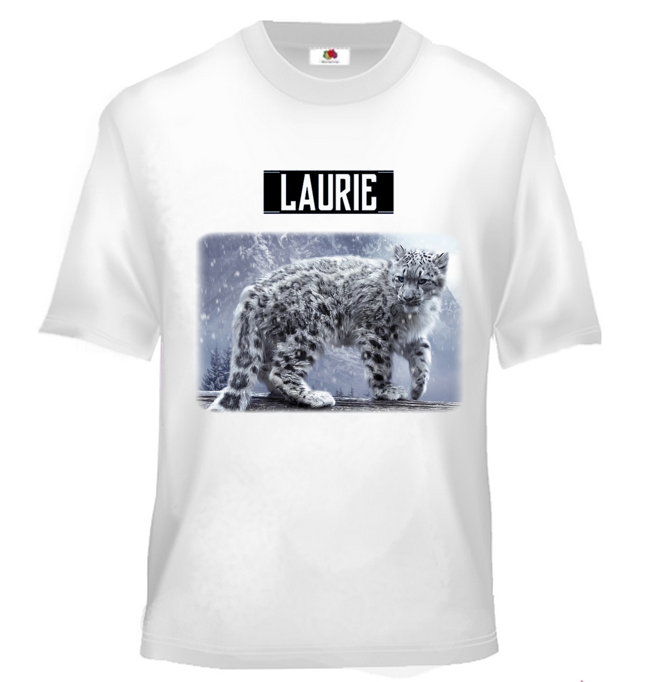 T-shirt enfant Panthère des neiges personnalisé avec prénom au choix