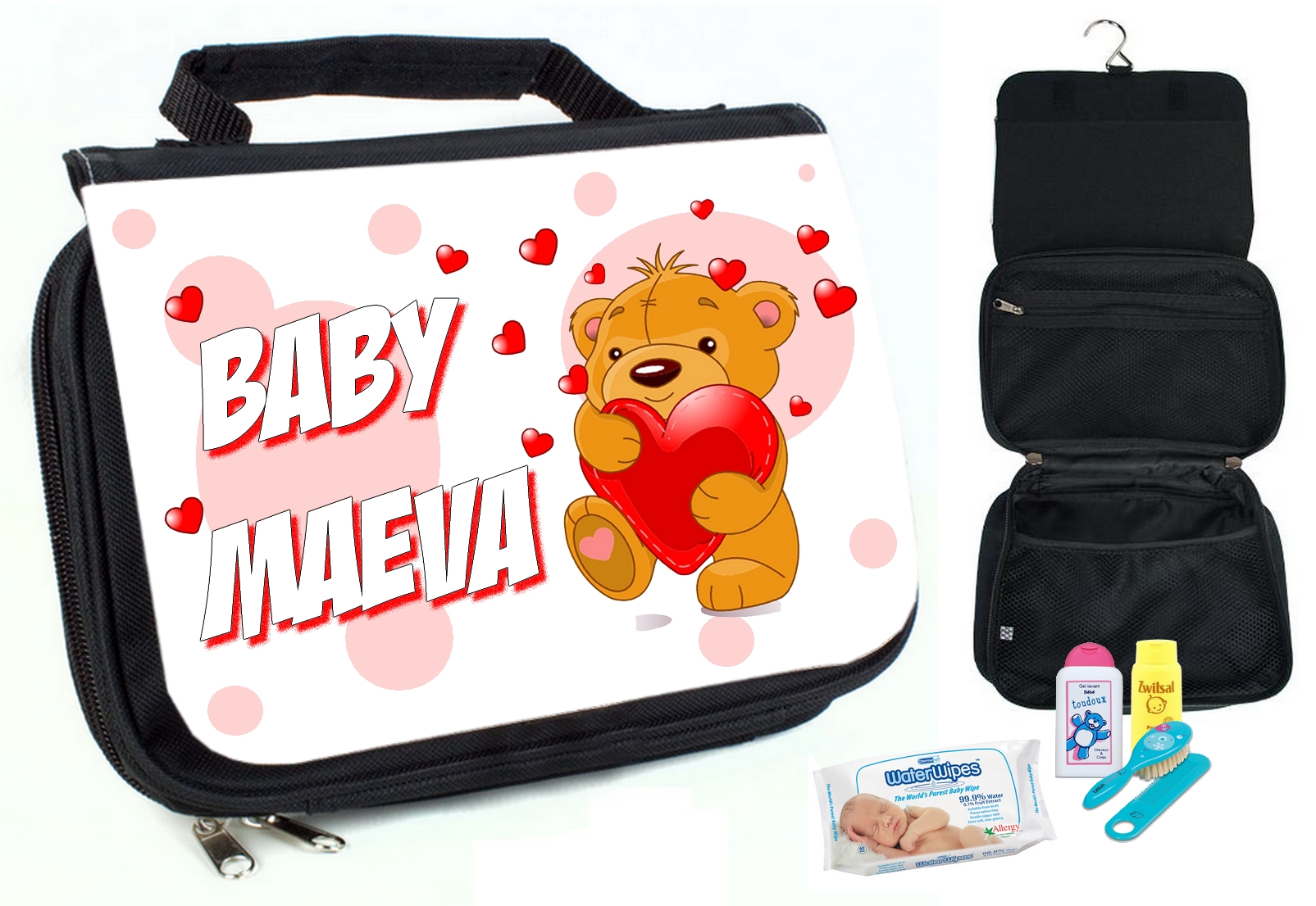 Trousse de toilette bébé Ourson personnalisée avec prénom au choix