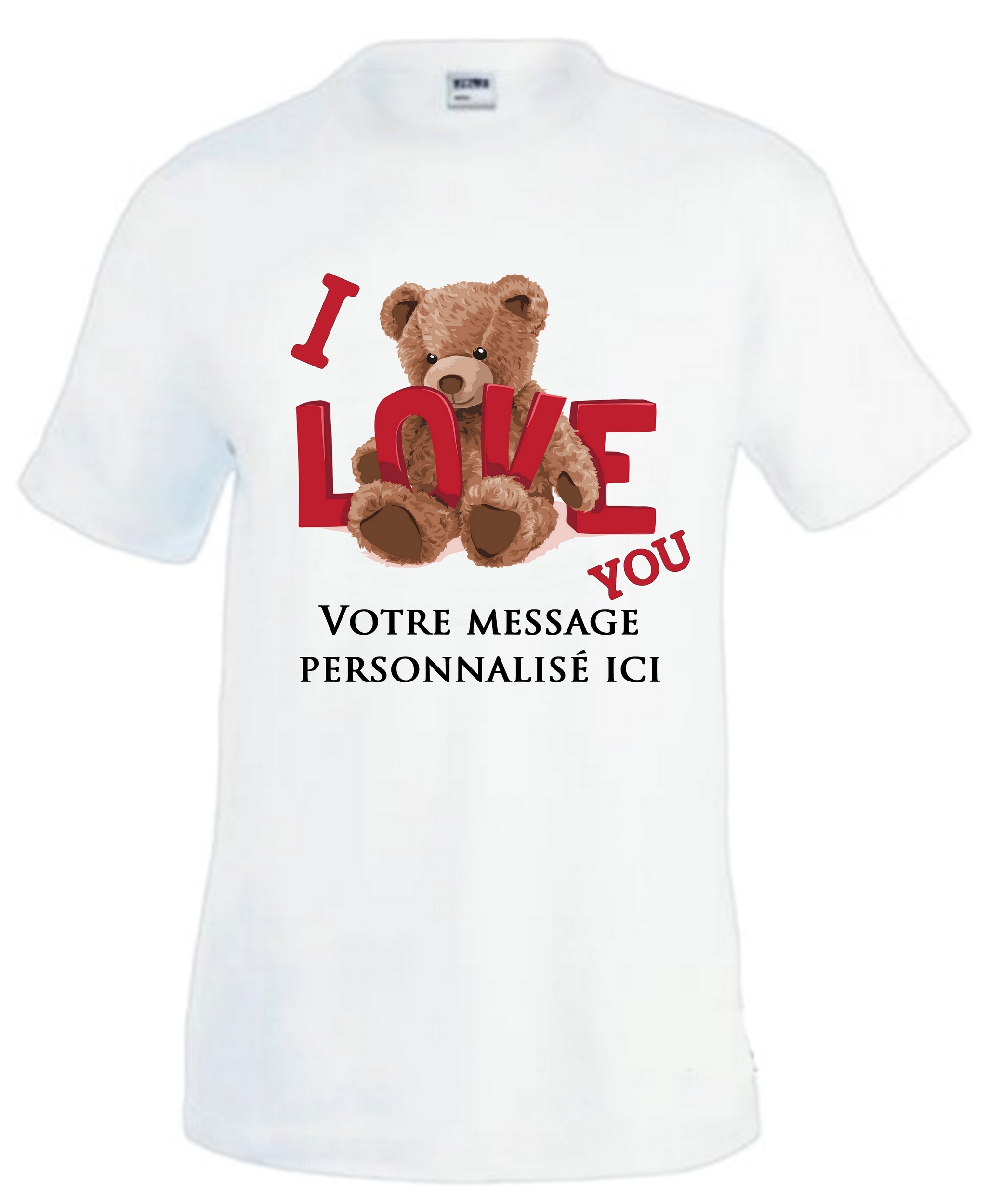T-shirt homme I love you personnalisé avec message au choix