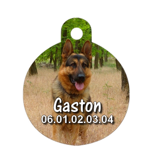 Médaille chien Berger allemand personnalisée avec nom et numéro de téléphone