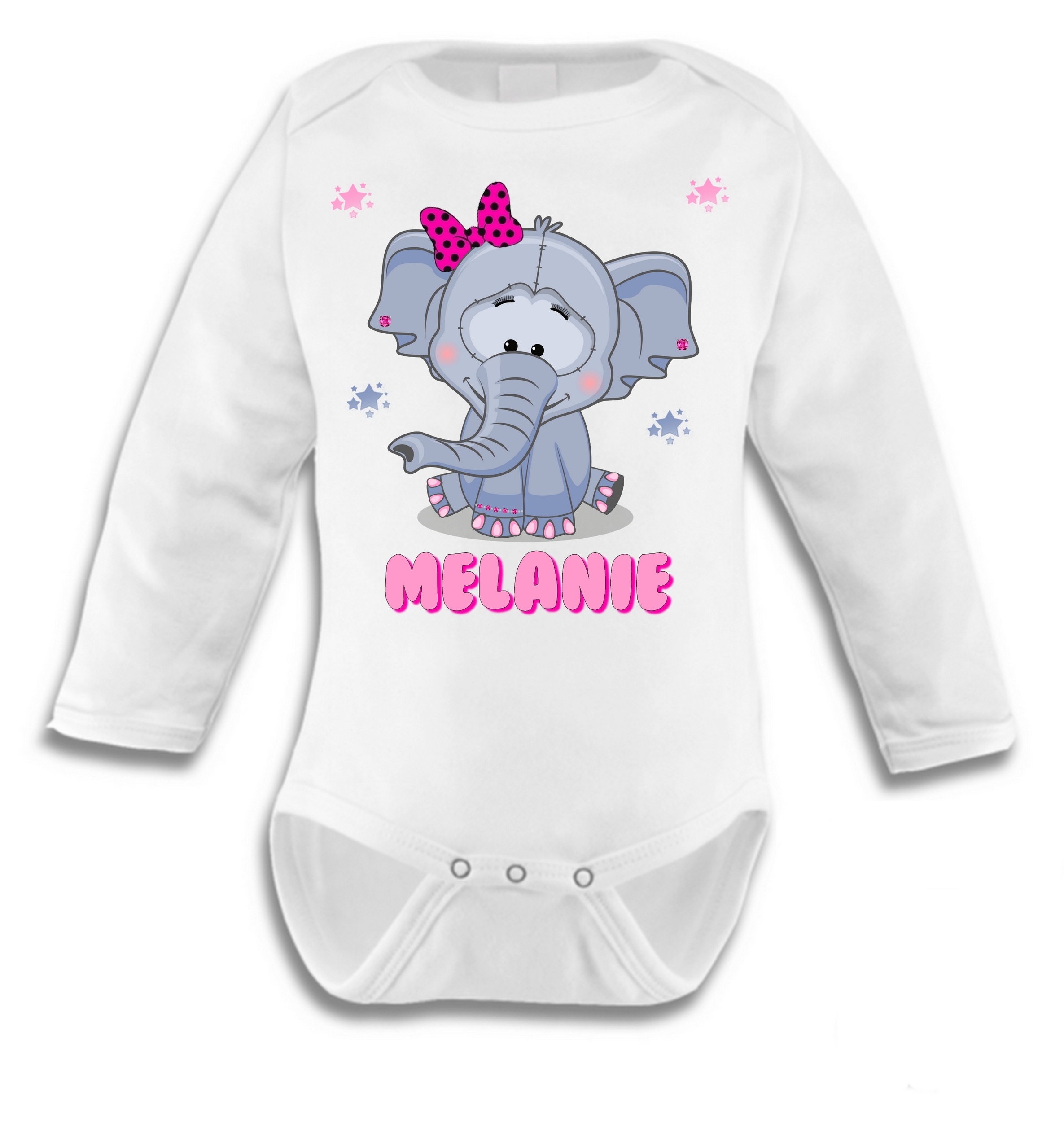 Body bébé Eléphant fille personnalisé avec prénom