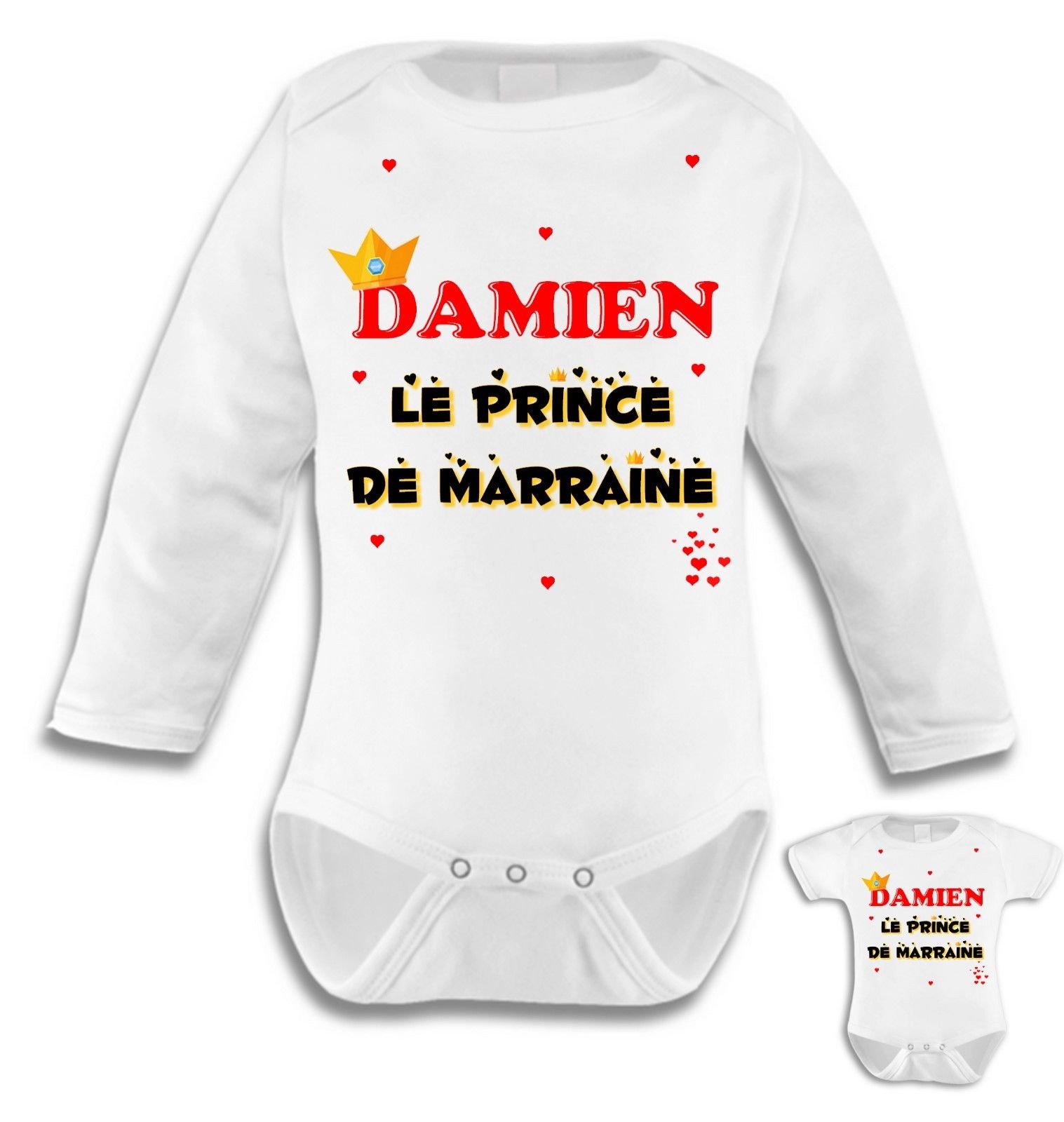 Body bébé Prince de Marraine personnalisé avec prénom