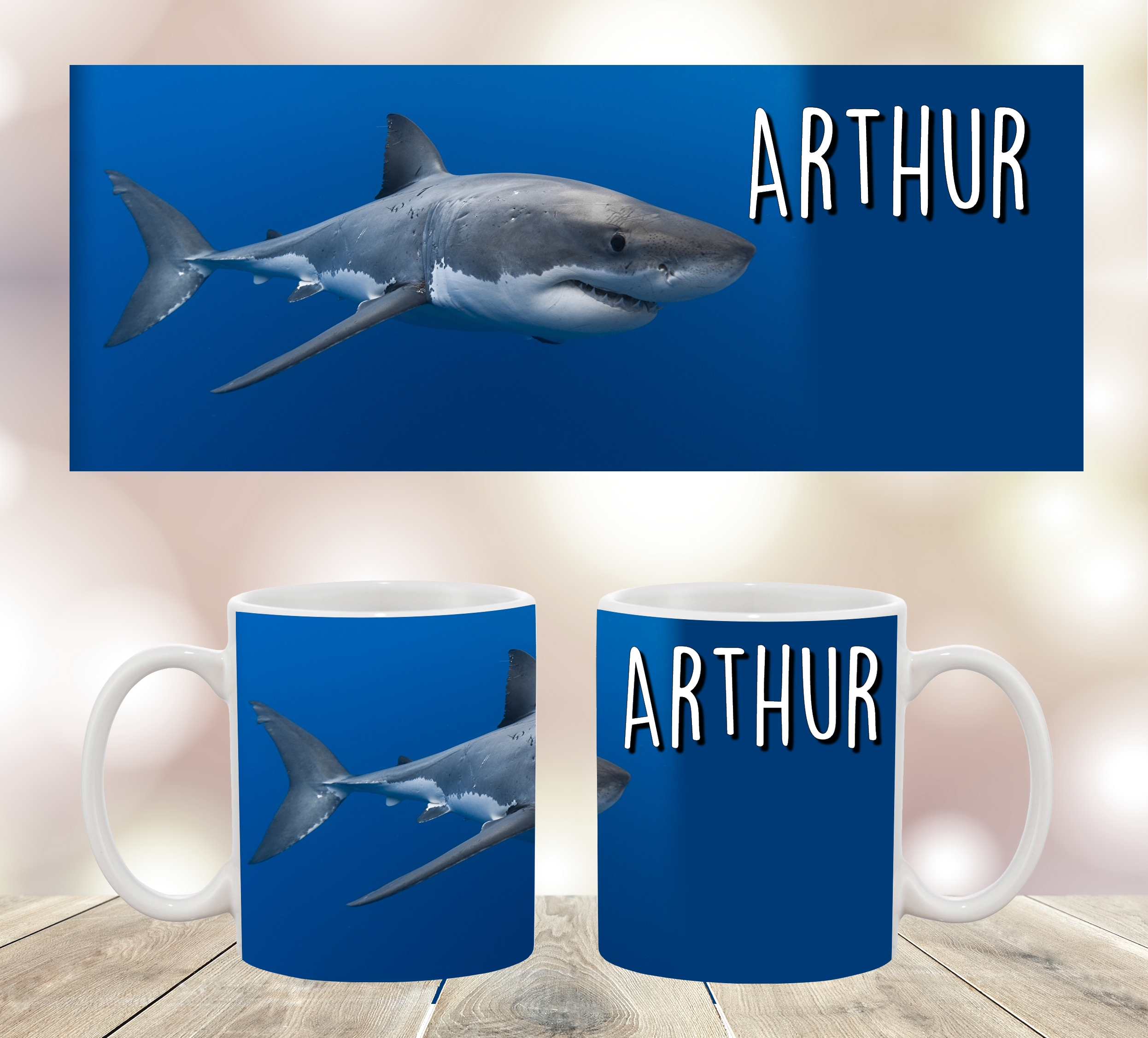 mug requin personnalisé