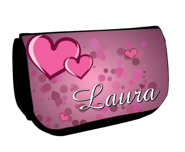 Trousse maquillage Amour coeurs personnalisée avec prénom