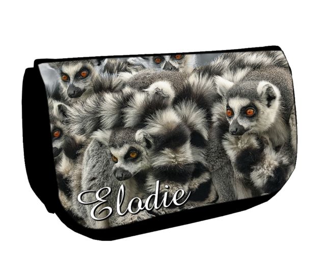 Trousse maquillage Lémurien personnalisée avec prénom