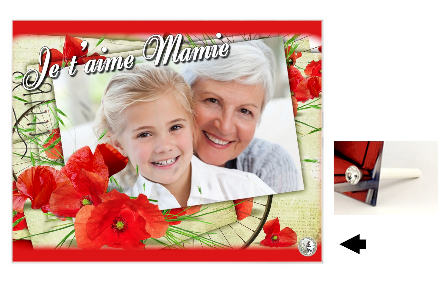Cadre en verre thème Coquelicots personnalisé avec votre photo