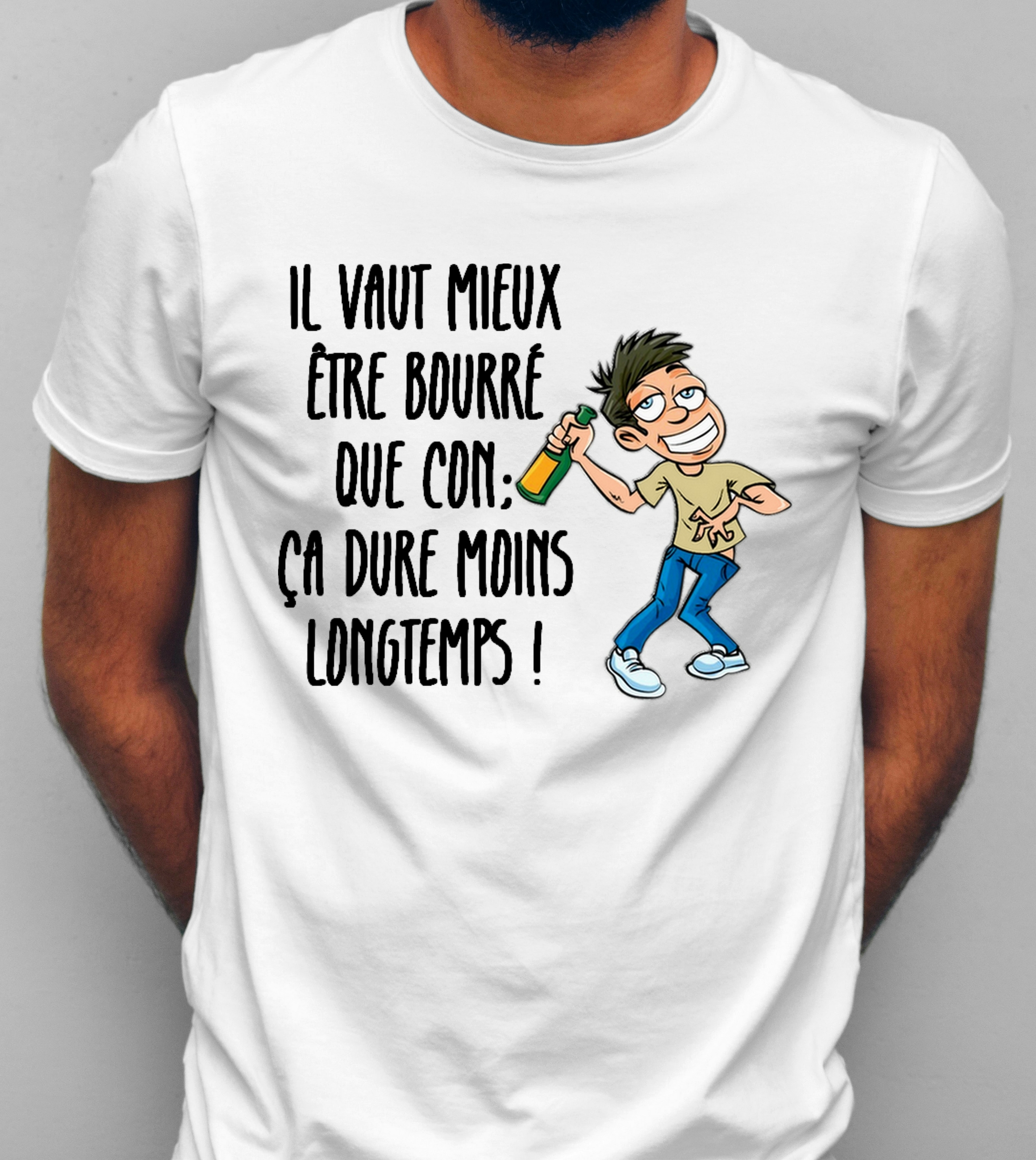 T-shirt homme humour Bourré personnalisé avec prénom