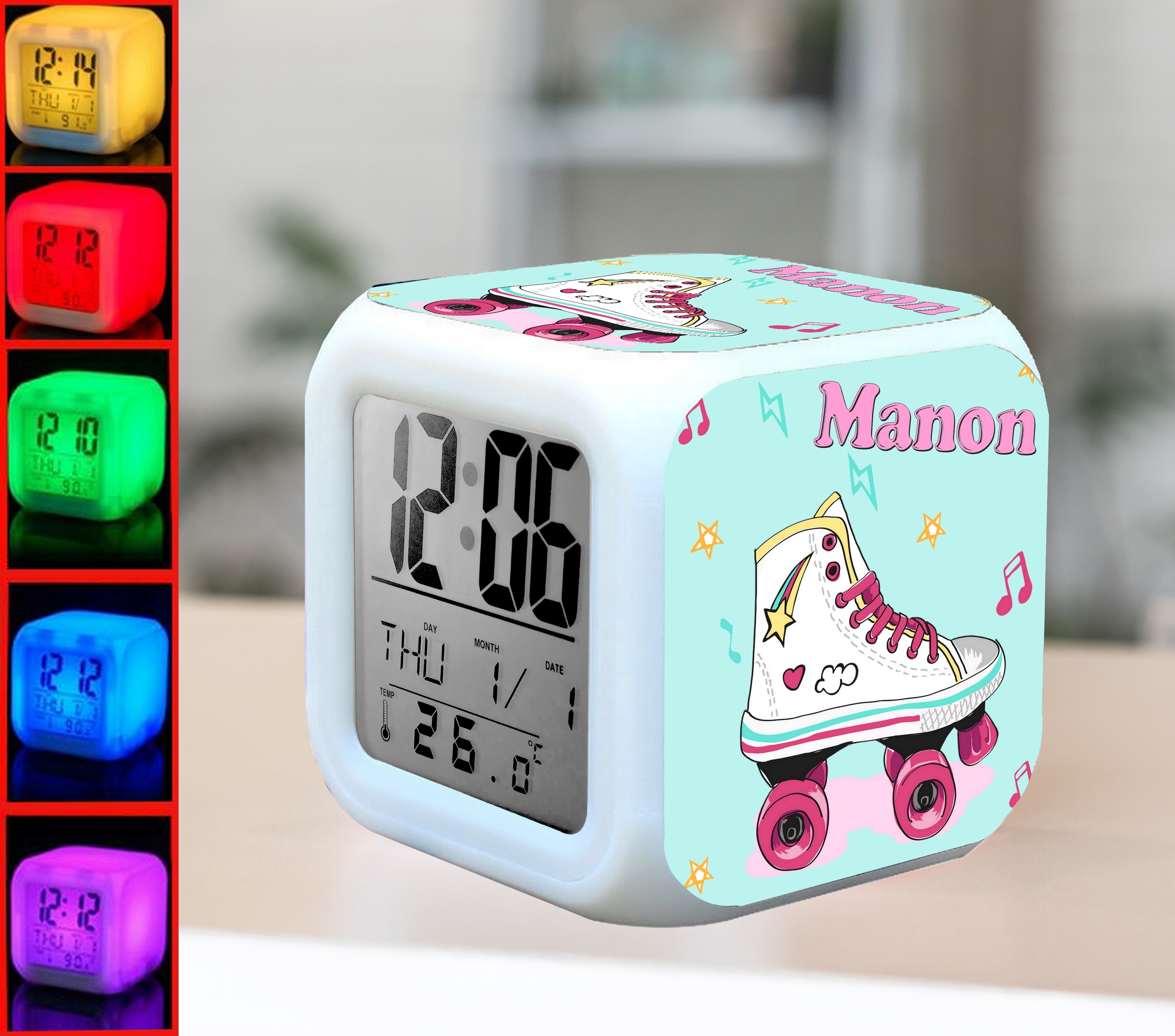 Réveil Digital lumineux Roller personnalisé avec prénom de votre choix