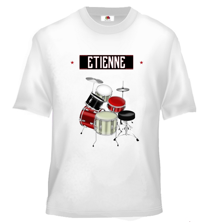 T shirt enfant Batterie Musique personnalis avec pr nom au choix